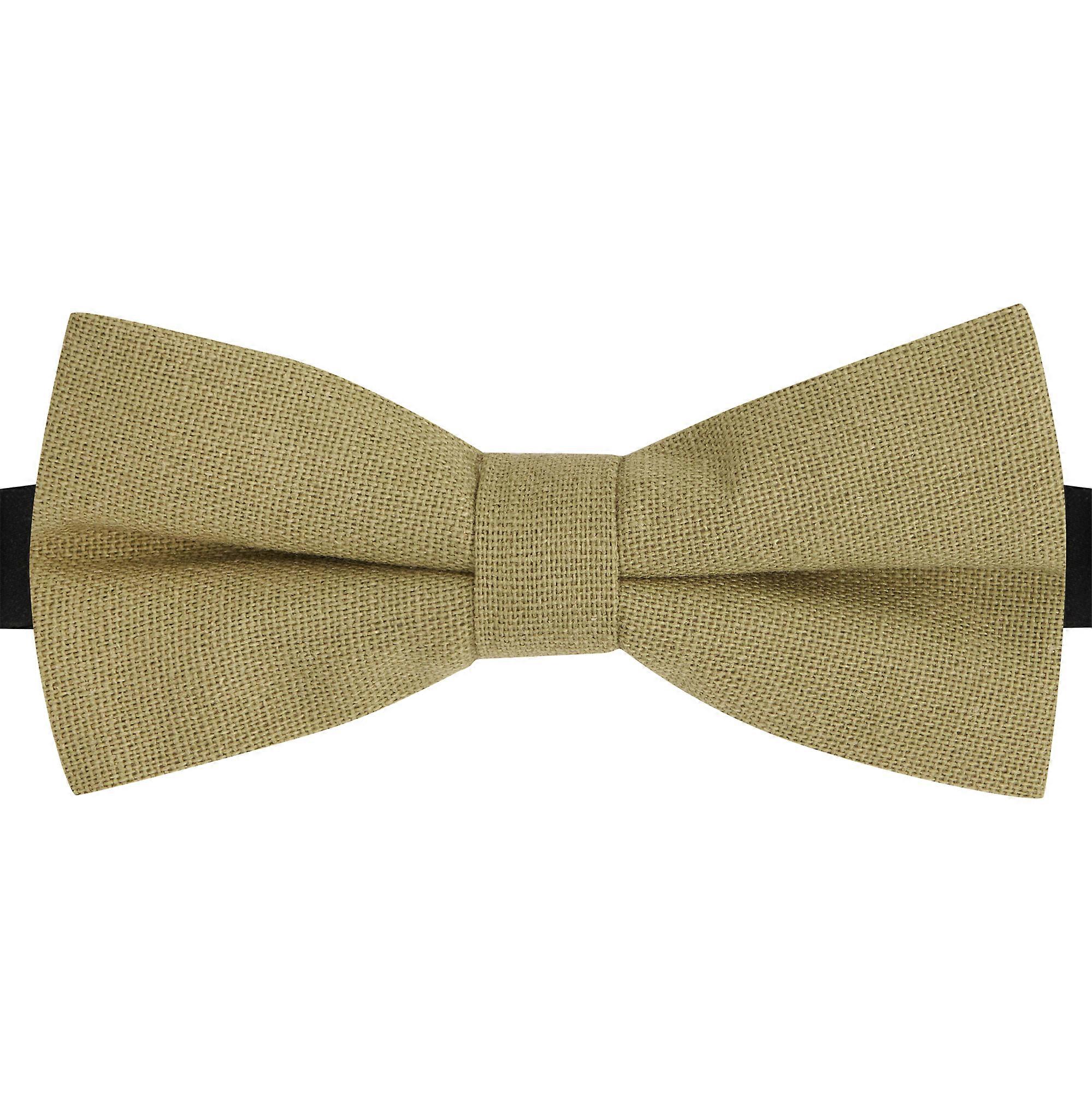 Khaki Green Linen Bow Tie