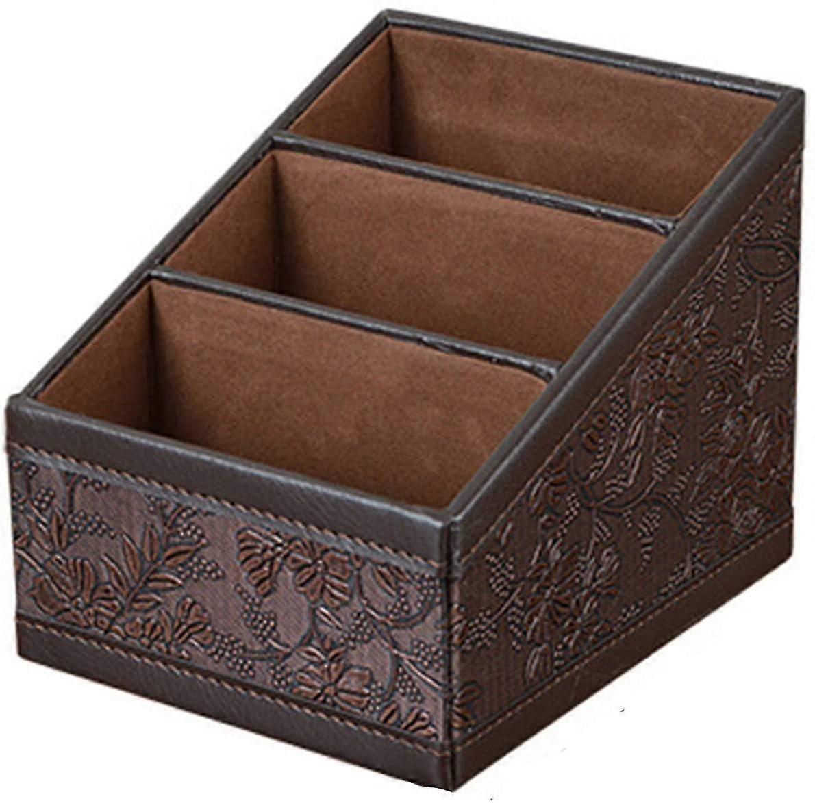 Growment Retro Storage Box Made Of Pu Leather For Cosmetics, Remote Control, Telephone, Table, Organizer For Home And Office
