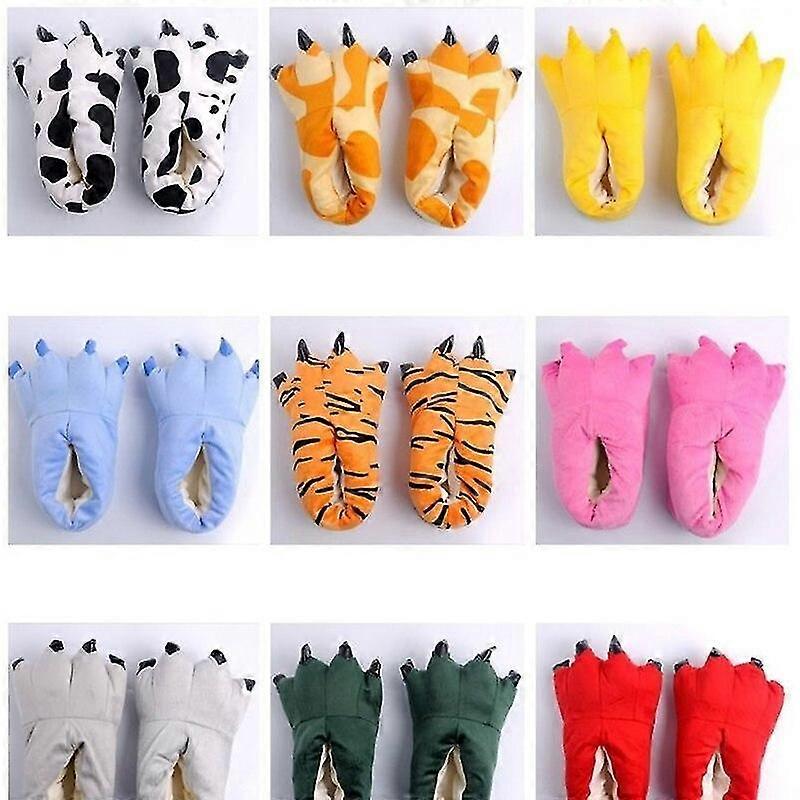 Hiver Chaud Doux Sol Intérieur Pantoufles Creative Animal Enfants Femmes Hommes Chaussures Patte Drôle Dessin Animé Dinosaure Griffe Peluche Accueil