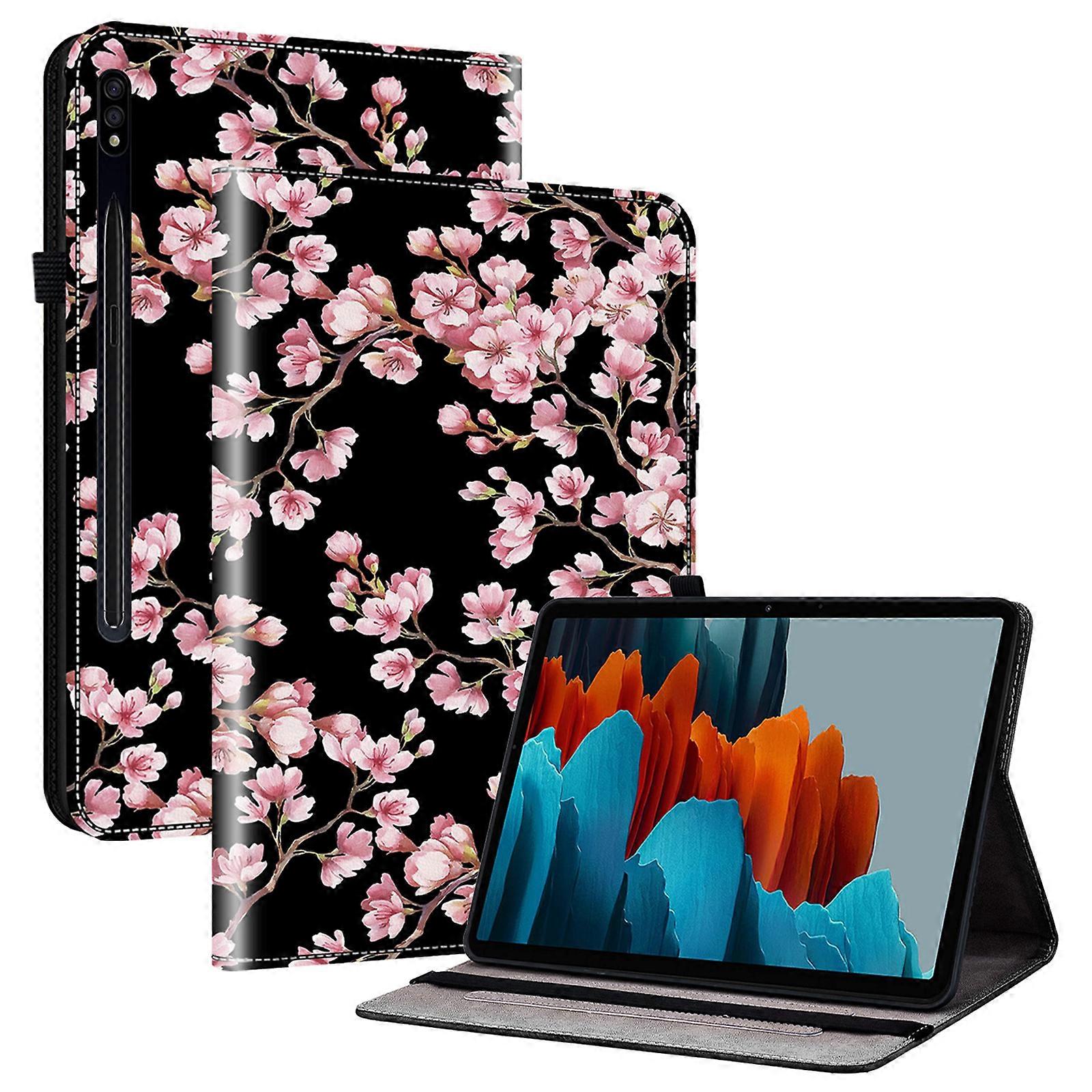 For Samsung Galaxy Tab S7+/ S7 FE/ S8+ Case PU Leather Flip Cover Pattern Printing Anti-Drop Tablet Shell
