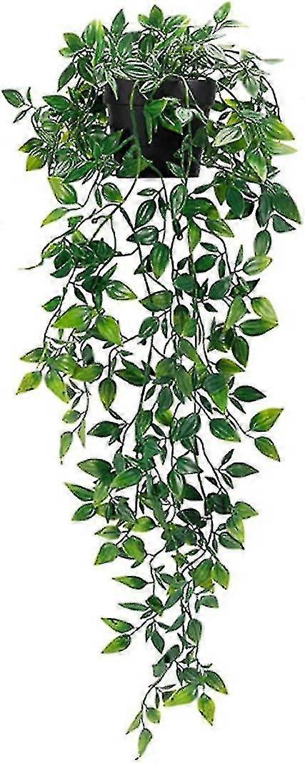 DD-2パック人工吊り下げ植物ポットフェイクアイビーの葉の装飾プラスチック鉢植えの緑屋内および屋外のリビングルームオフィスガーデンの装飾