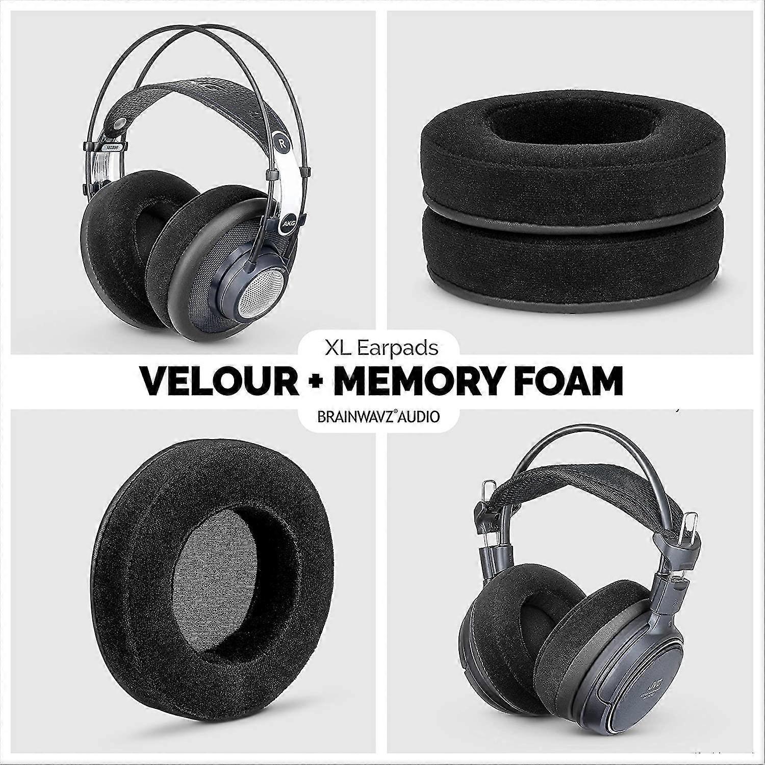 Xl Large Velour Replacement Memory Foam Earpads Suitable For