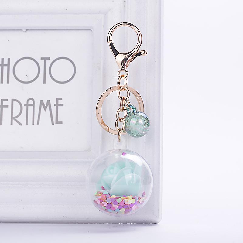 Clear Plastic Eternal Life Flower Sequin Lady's Car Key Chain