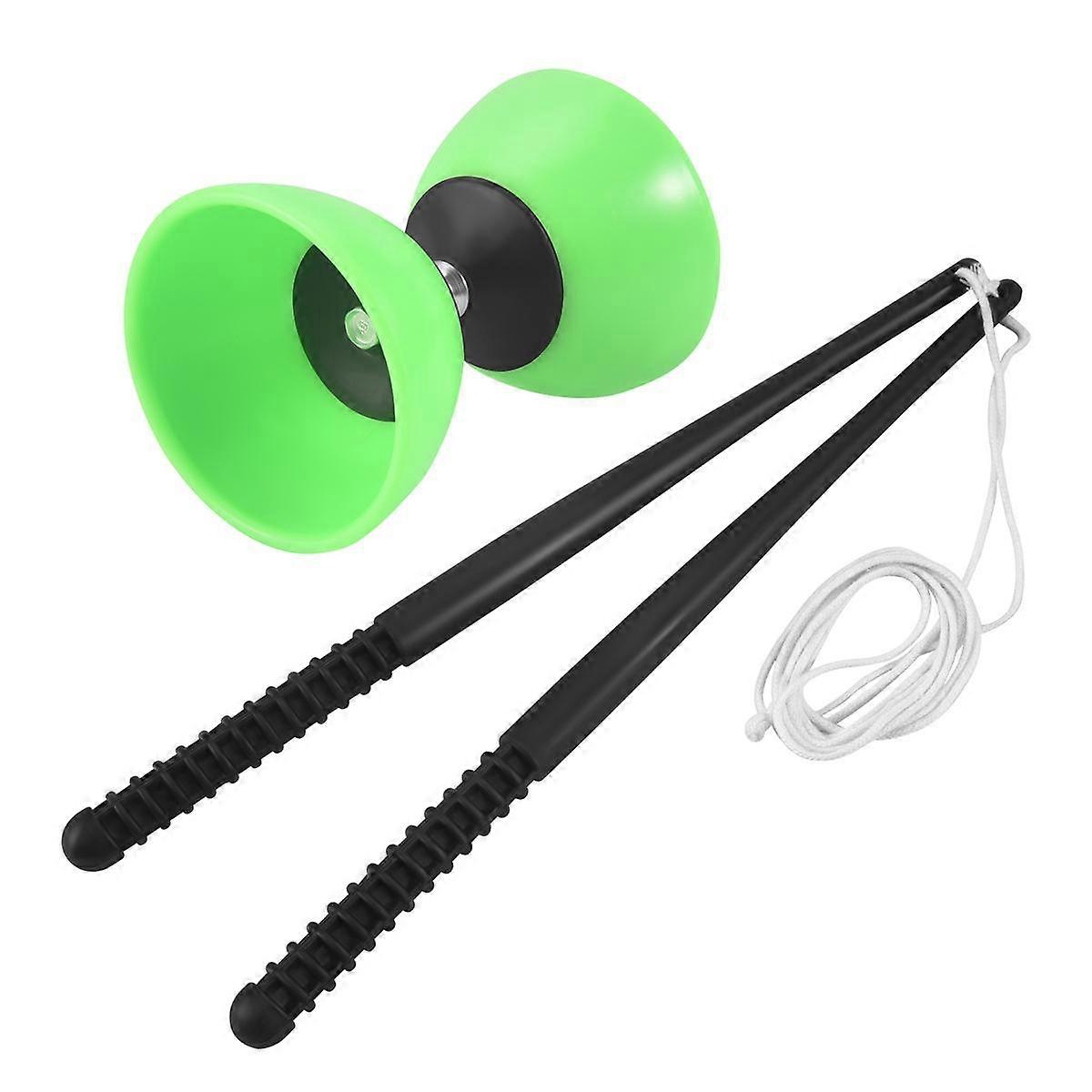 Plastic Bowl Juggling Spinning Chinese Yo Yo Classic Toy with Hand Sticks Green