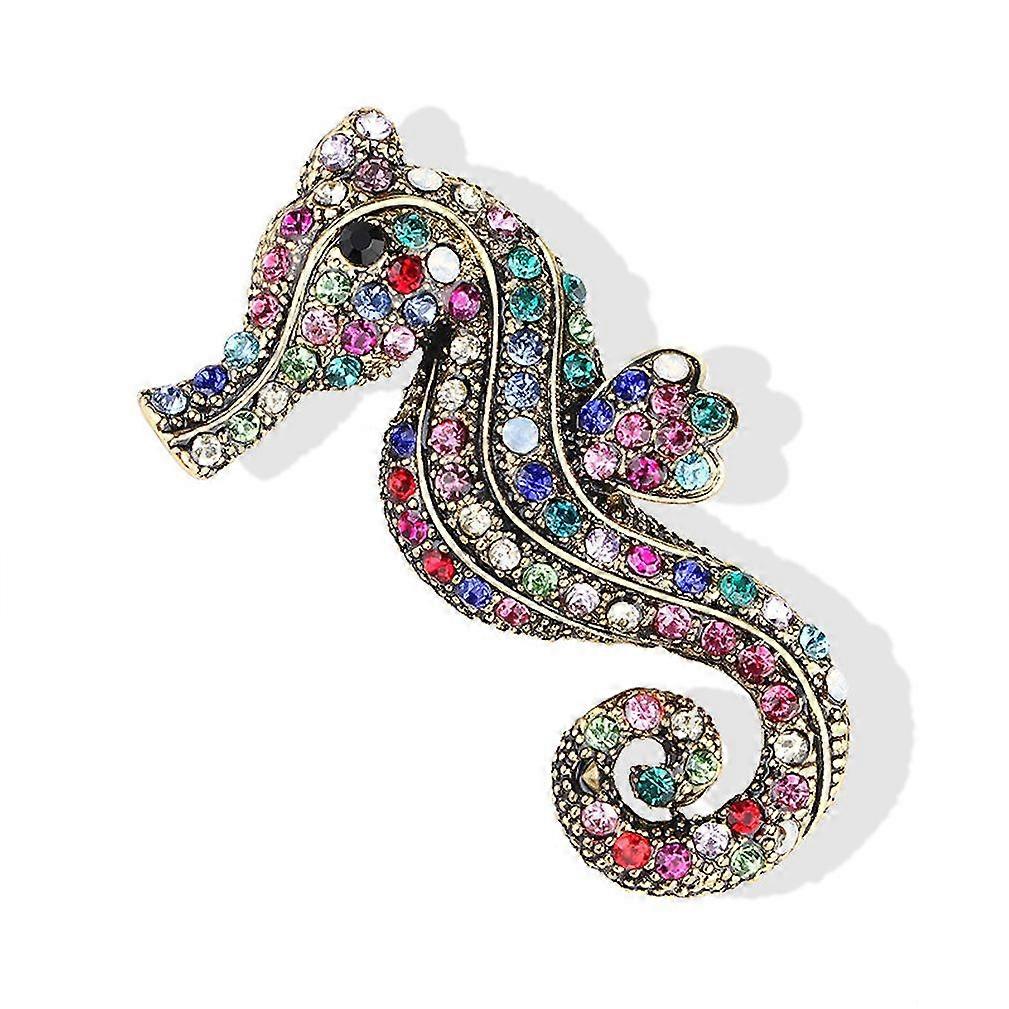Retro Ladies Brooch Seahorse Corsage Rhinestone Inlaid Brooch Pin