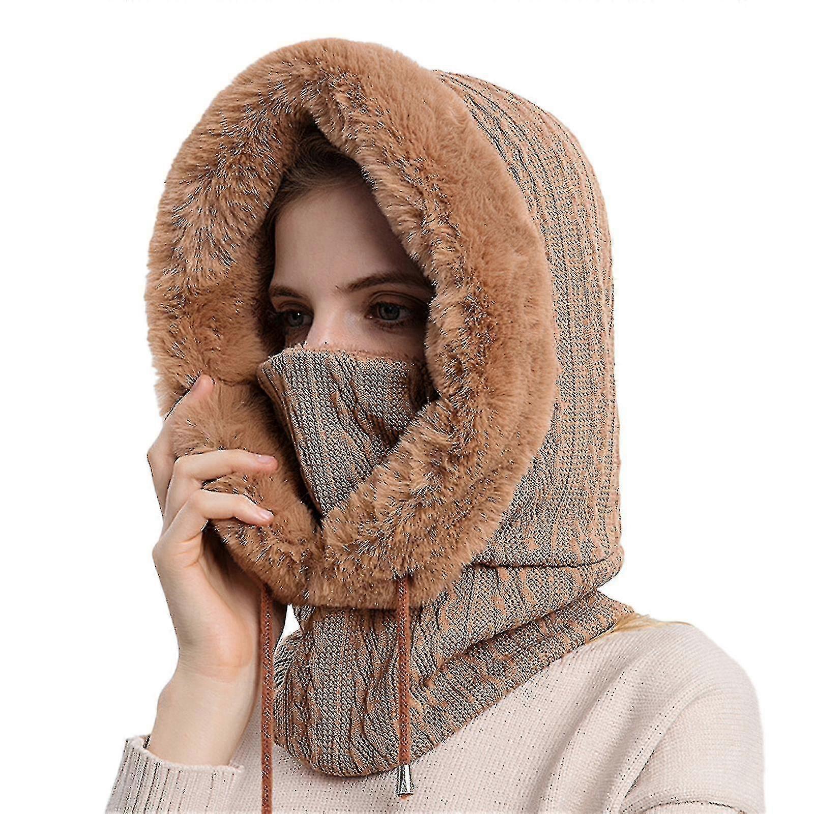 Skull Neck Circle Scarf Mask Ski Snow Hat Cap Cold Proof Warm Lined Polyester Women Winter Hats_fs