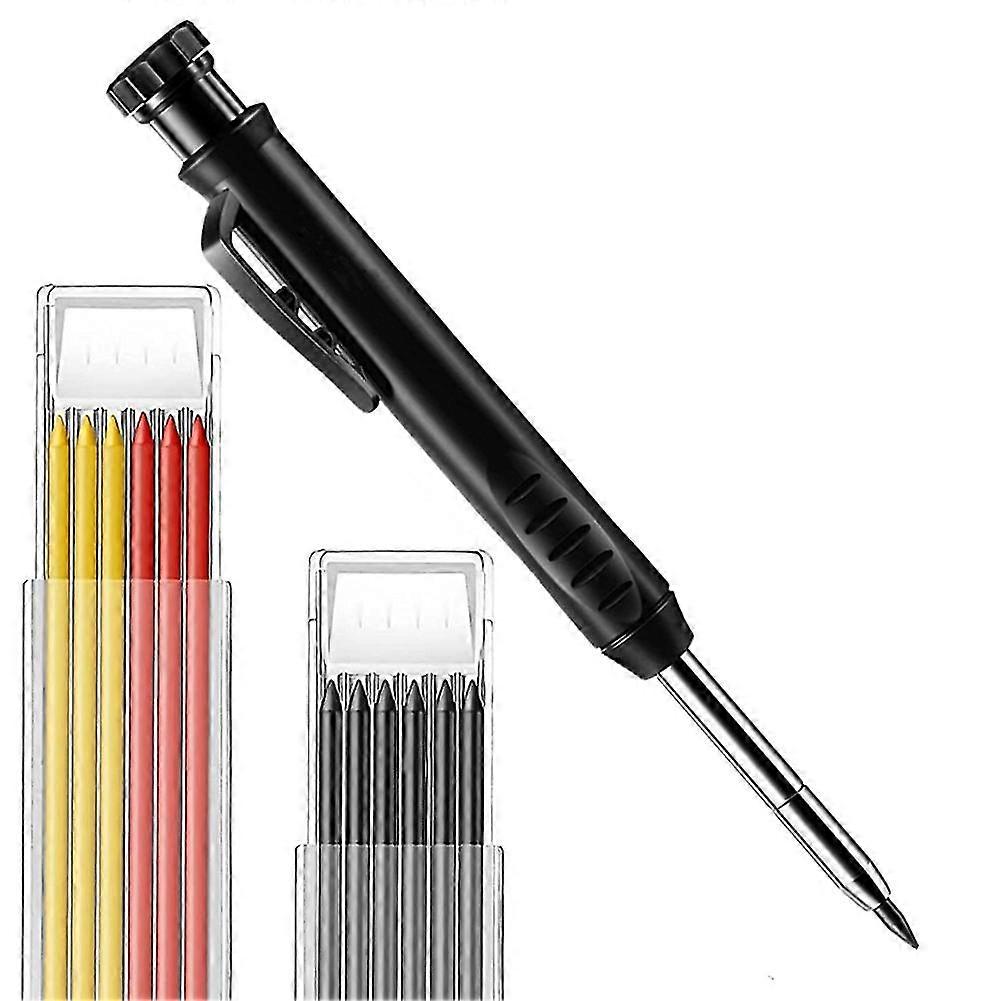 Carpenter Pencil 12 Refill Leads Built-In Sharpener Construction D