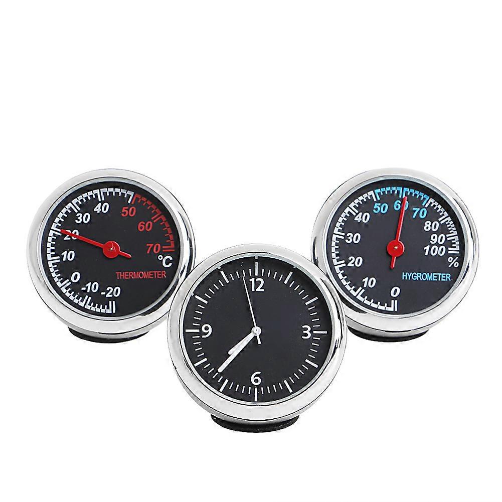 3Pcs Car 4cm Quartz Hygrometer for Time Clock Temperature Thermometer Moisture M