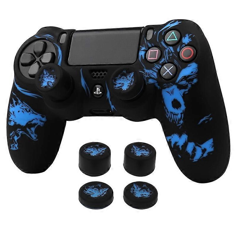 Laser Carving Soft Silicone Control Cover For Playstation 4 Controller PS4 Gamepad Skin with Joystick Grip Caps