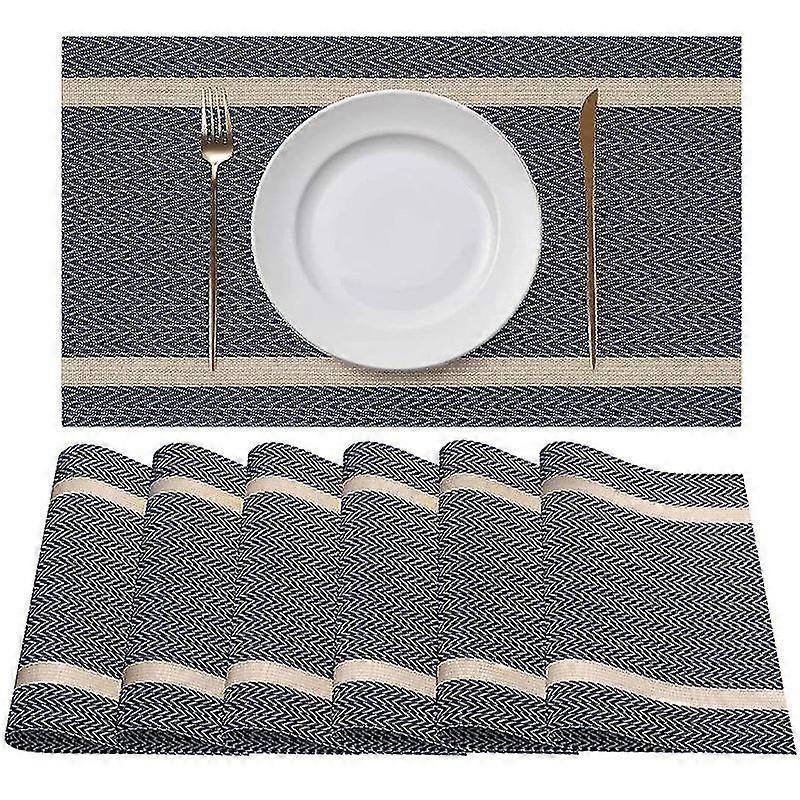 KINZON Lot de 6 Sets de Table en PVC Lavables,AntidRapants,RSistants  l'abrasion,RSistants  La Chaleur,Faciles  Nettoyer et  Ranger