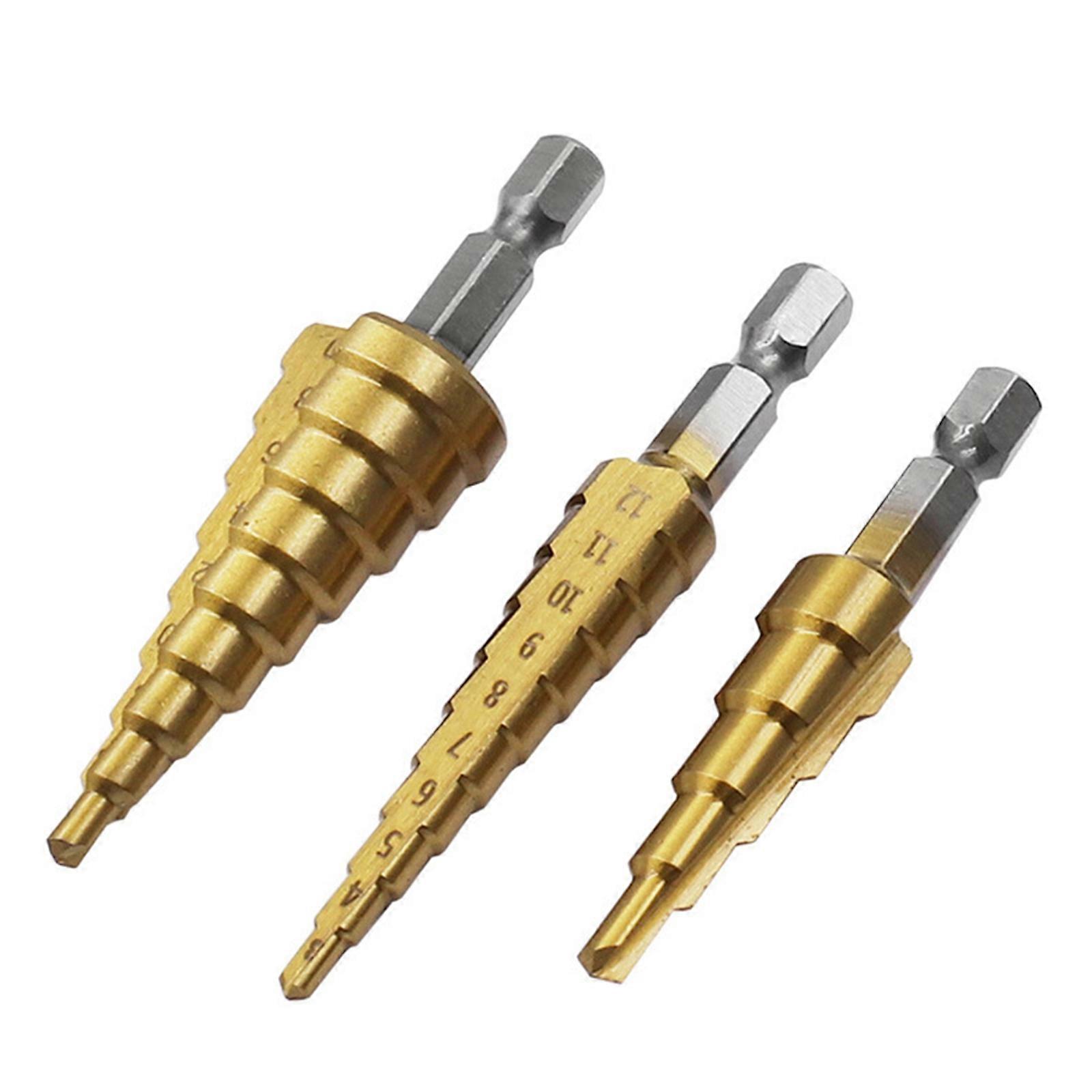 3 Pcs Step Drill bit Set for Hand-held Drilling Rigs, Drilling Machines