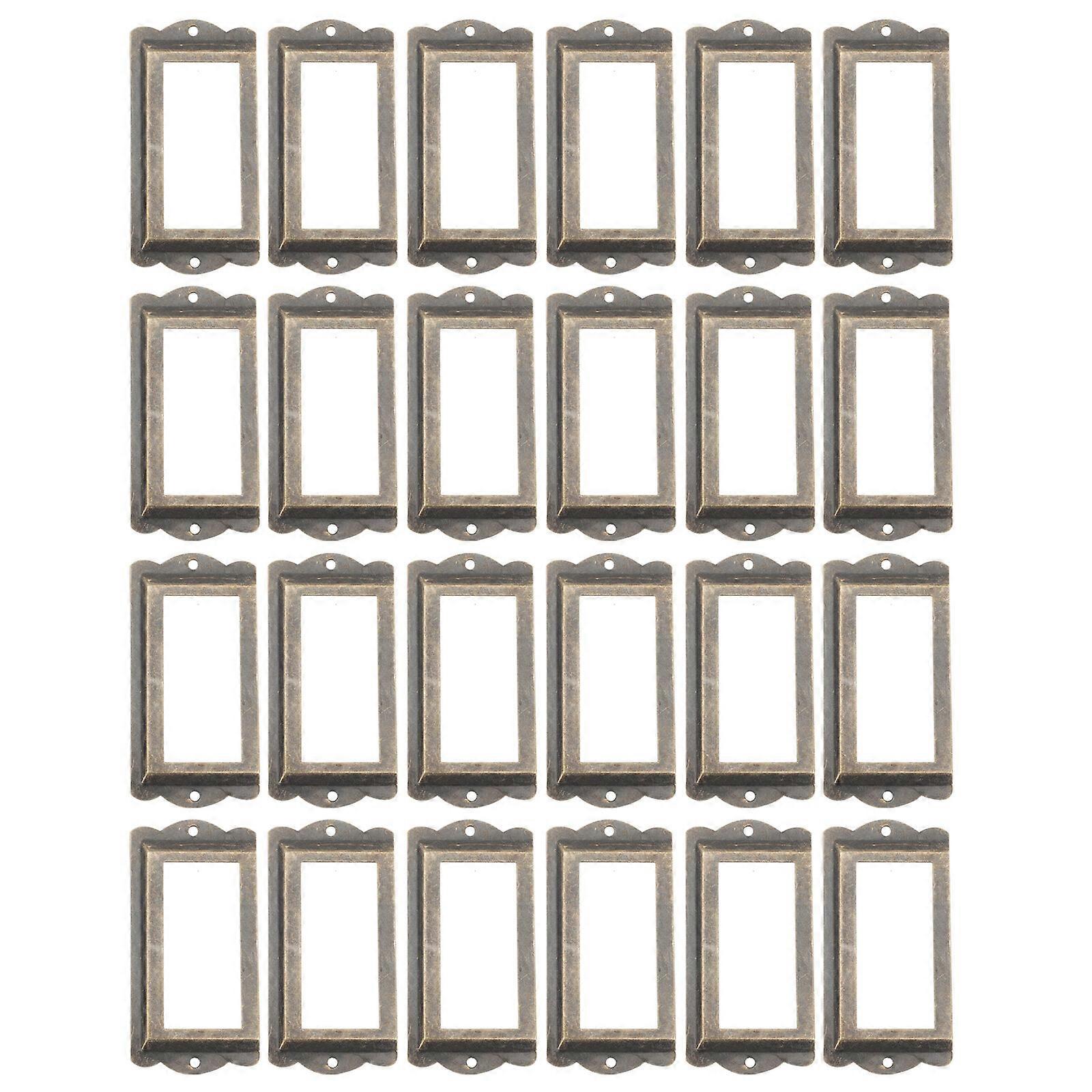 24pcs Metal Label Holder Frames Antique Drawer Cabinet Label Frames Label Holder
