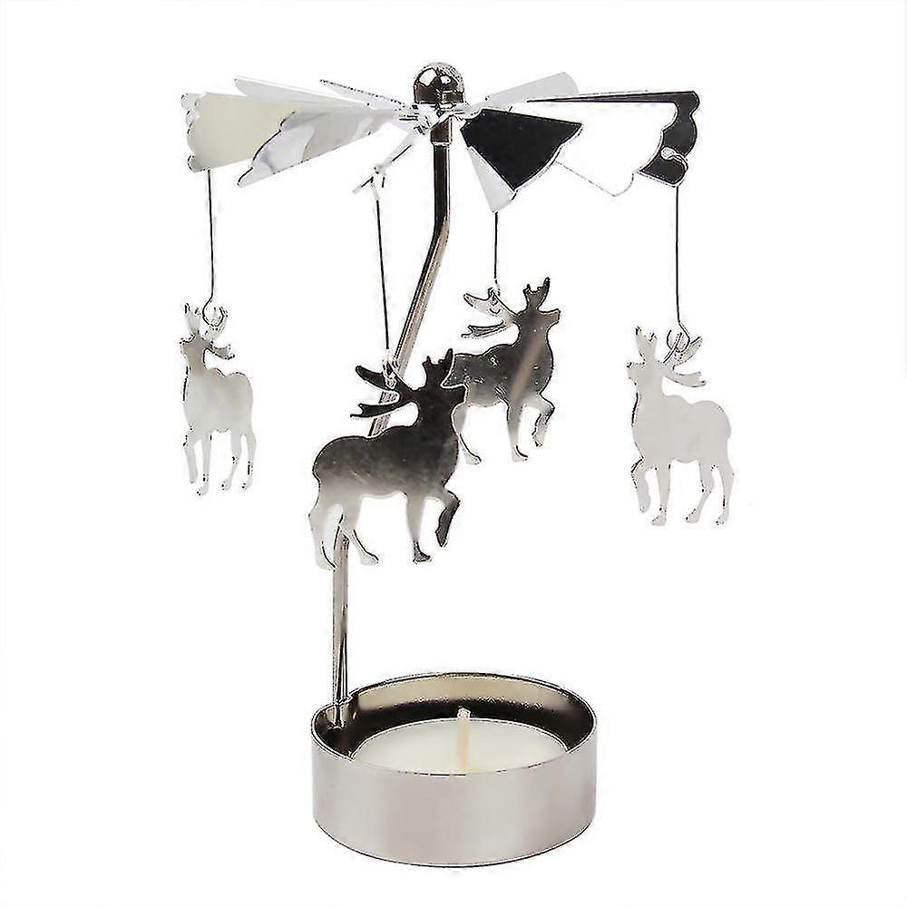 Rotary Spinning Tealight Candle Candlestick Holder Carousel Decor