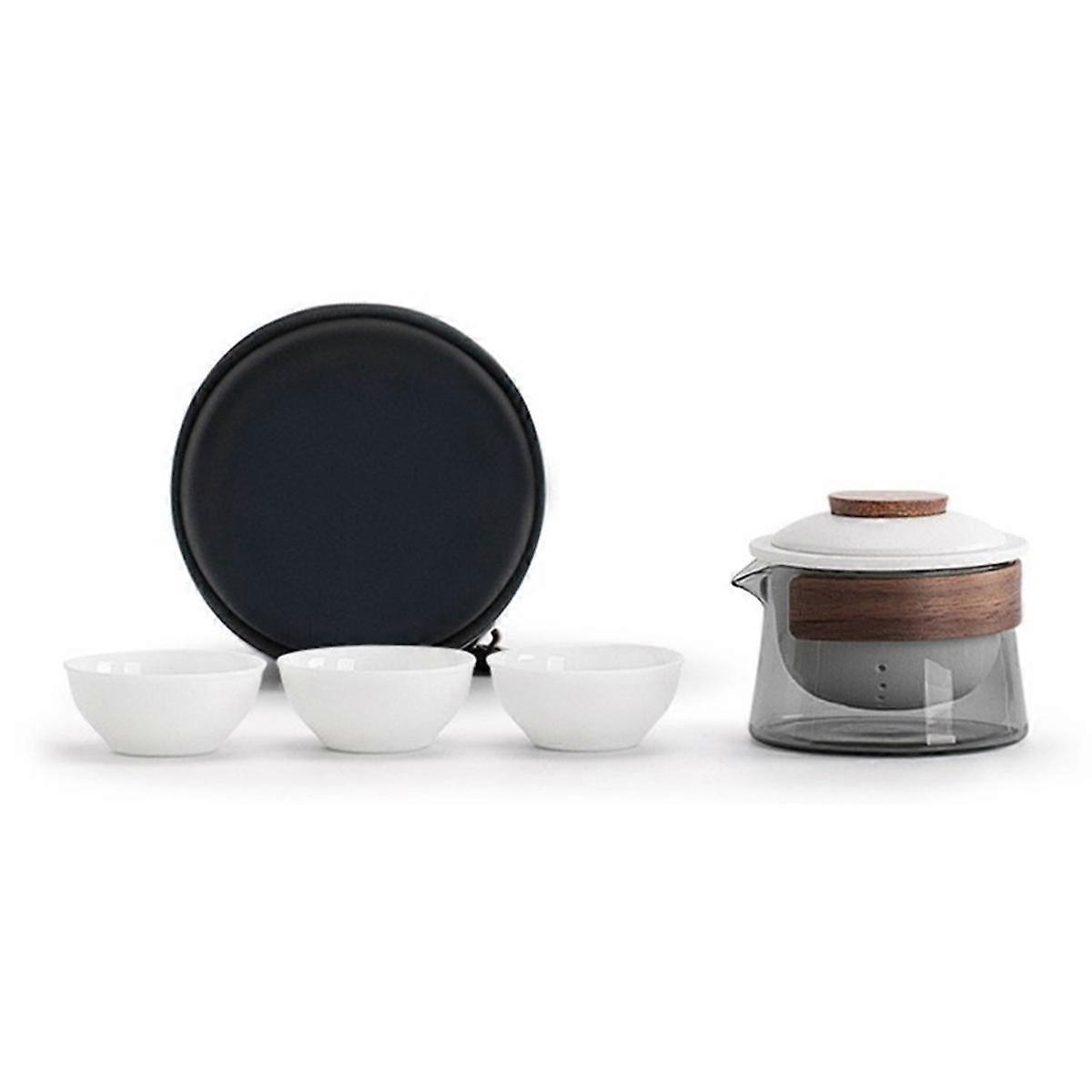 1 bol 3 tasses tasse à thé ensemble ménage fabrication de thé voyage thé service en plein air portable sac chinois service à thé fournitures, un