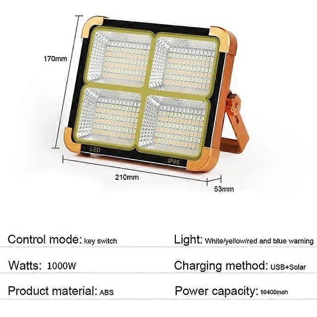 Solar Flood Light Portable Power Bank LED Reflector Spotlight USB Rechargeable Projector Floodlight Magnet Lantern Camping Light