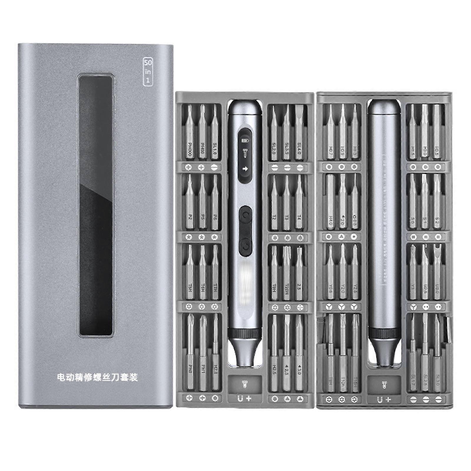 מיני מברג חשמלי, 50 ב 1 ערכת מברג דיוק עם 48 סיביות מגנטיות, סוליי כלי לתיקון מברג כוח נטען עם LED Li