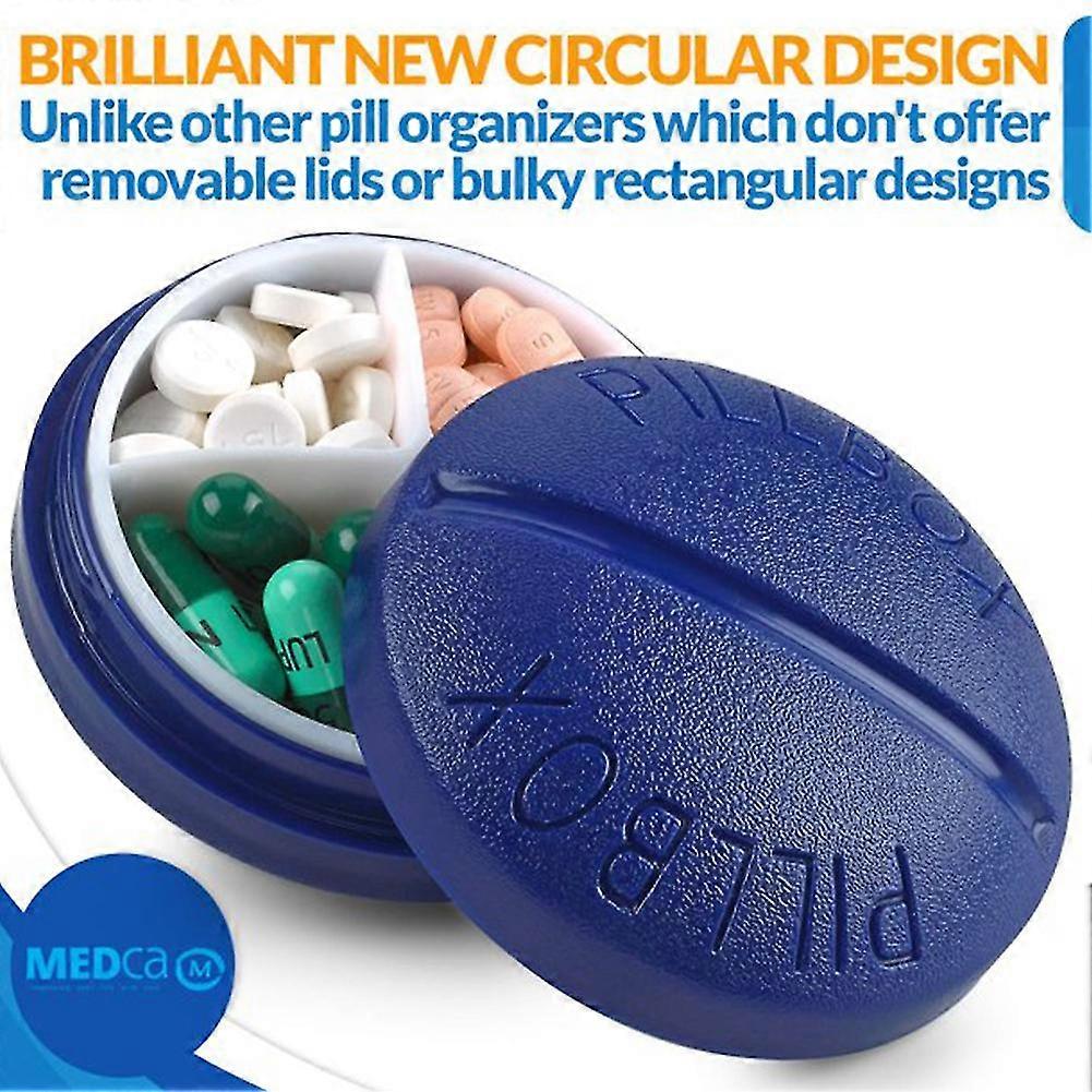 2pcs Small Portable 4 Compartments Pill Box Storage Case Supplements