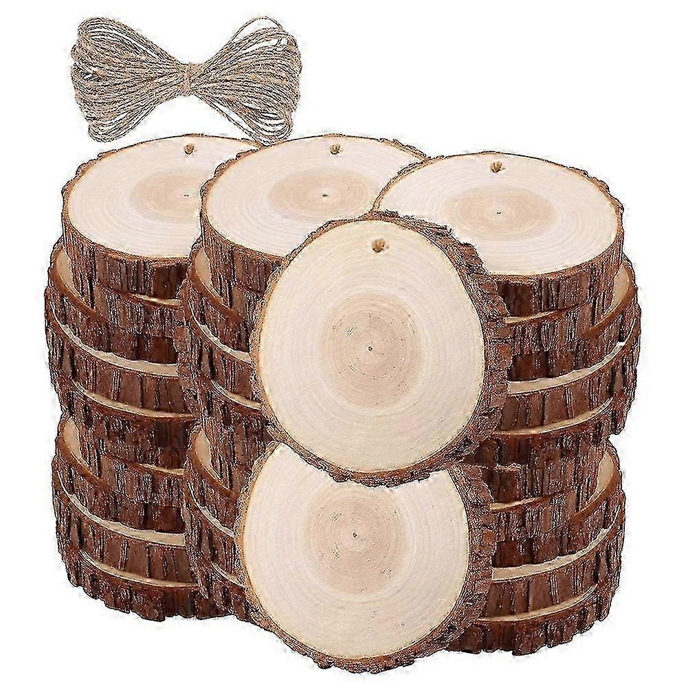 30Pcs Unfinished Wood Slices with Bark compatible with Crafts Wood Kit Circles Log Discs compatible with DIY Craft Wedding