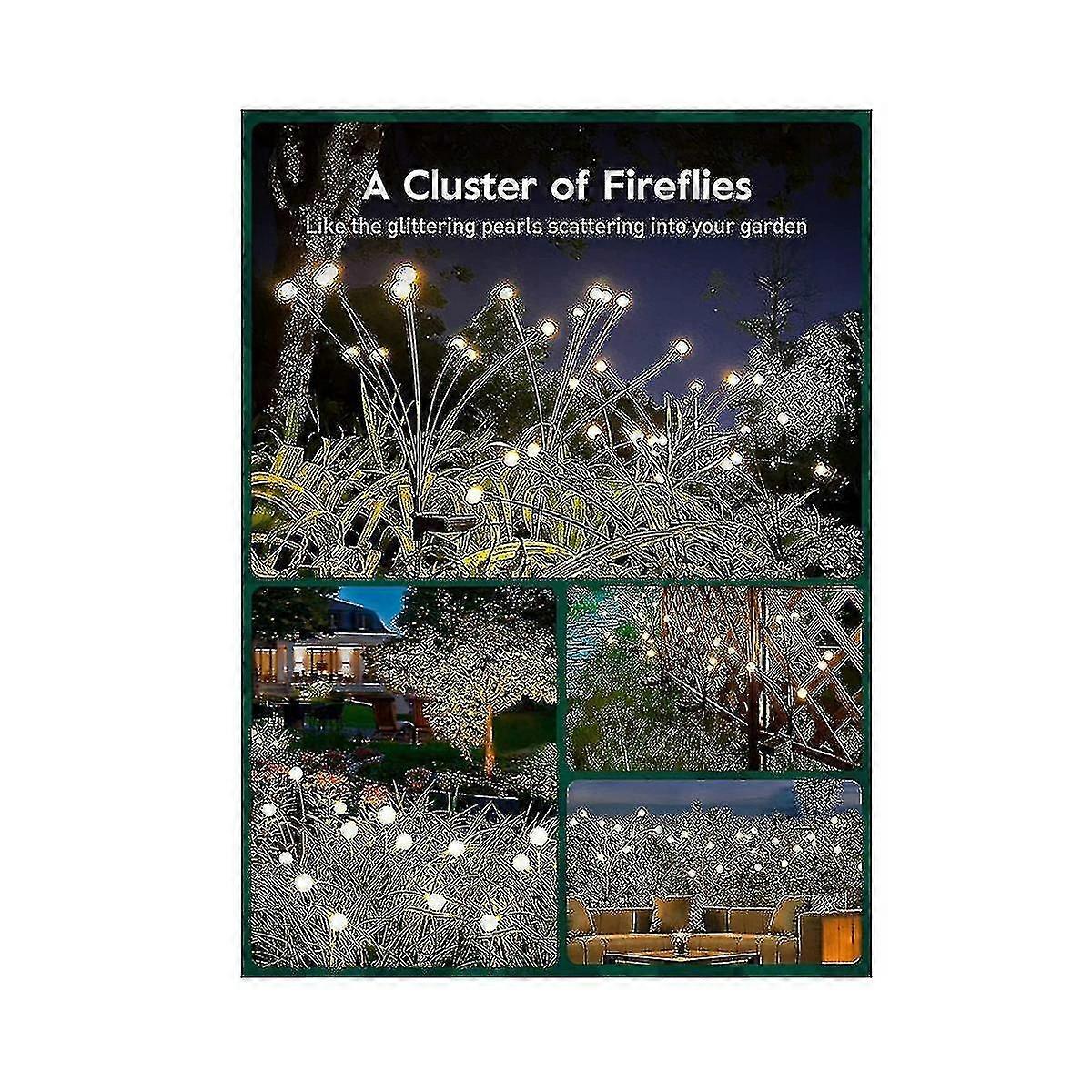 Solar Garden Lights - 4 Pack 12 Led Solar Firefly Lights With 2 Lighting Mode, Sway By Wind, Waterp