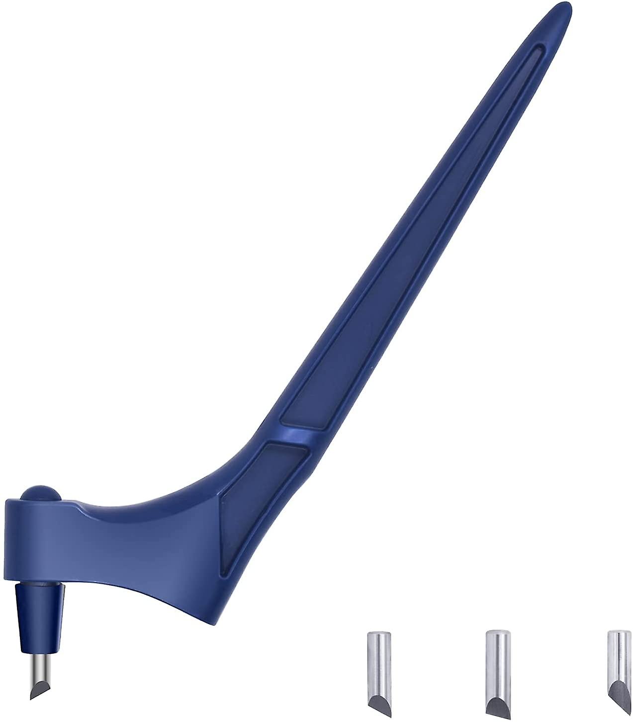 Craft Cutting Tools Stainless Steel with the 360-degree Rotary Cutter Artistic Cutting Knife With 3 Blades (Navy blue)