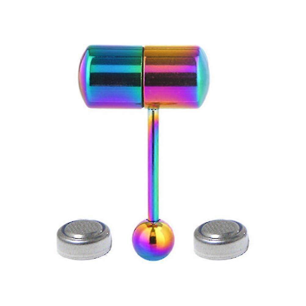 Vibrating Stainless Steel Tongue Ring Barbell Tongue Piercing Jewelry With 2 Batteries