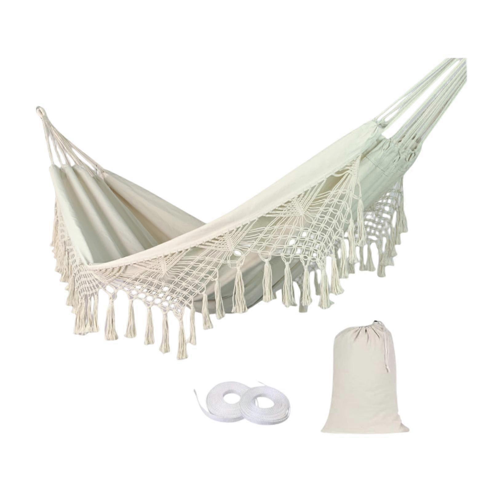 Boho Macrame Hammock Comfortable Outdoor Hammock for Balcony Patio Courtyard