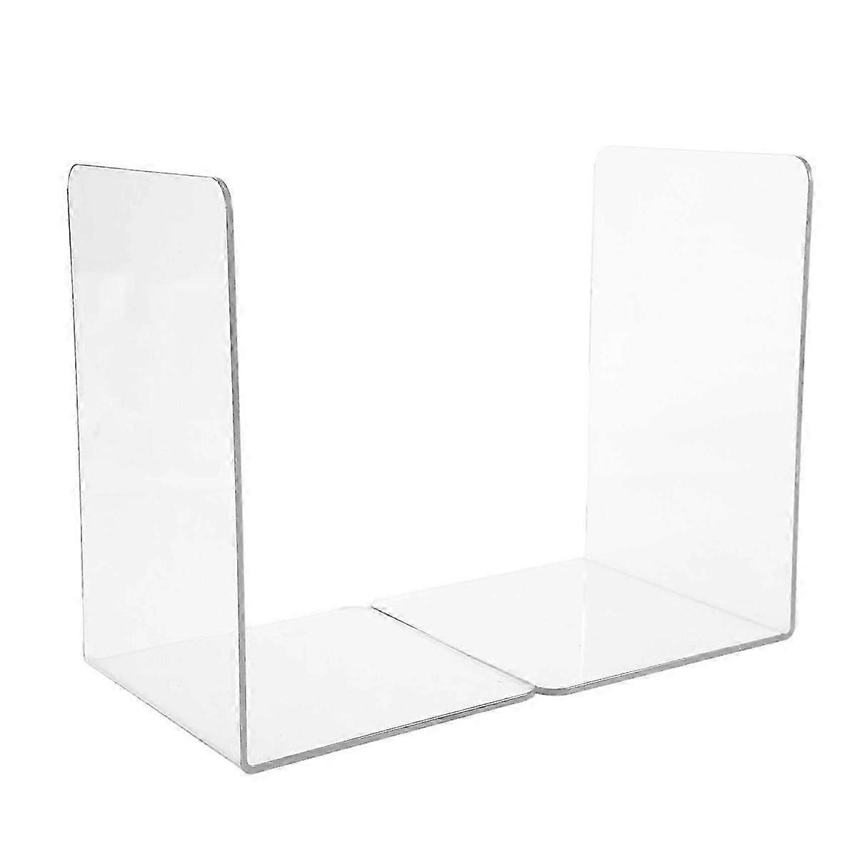 2pcs Transparent Acrylic Bookends L-shaped Bookshelf