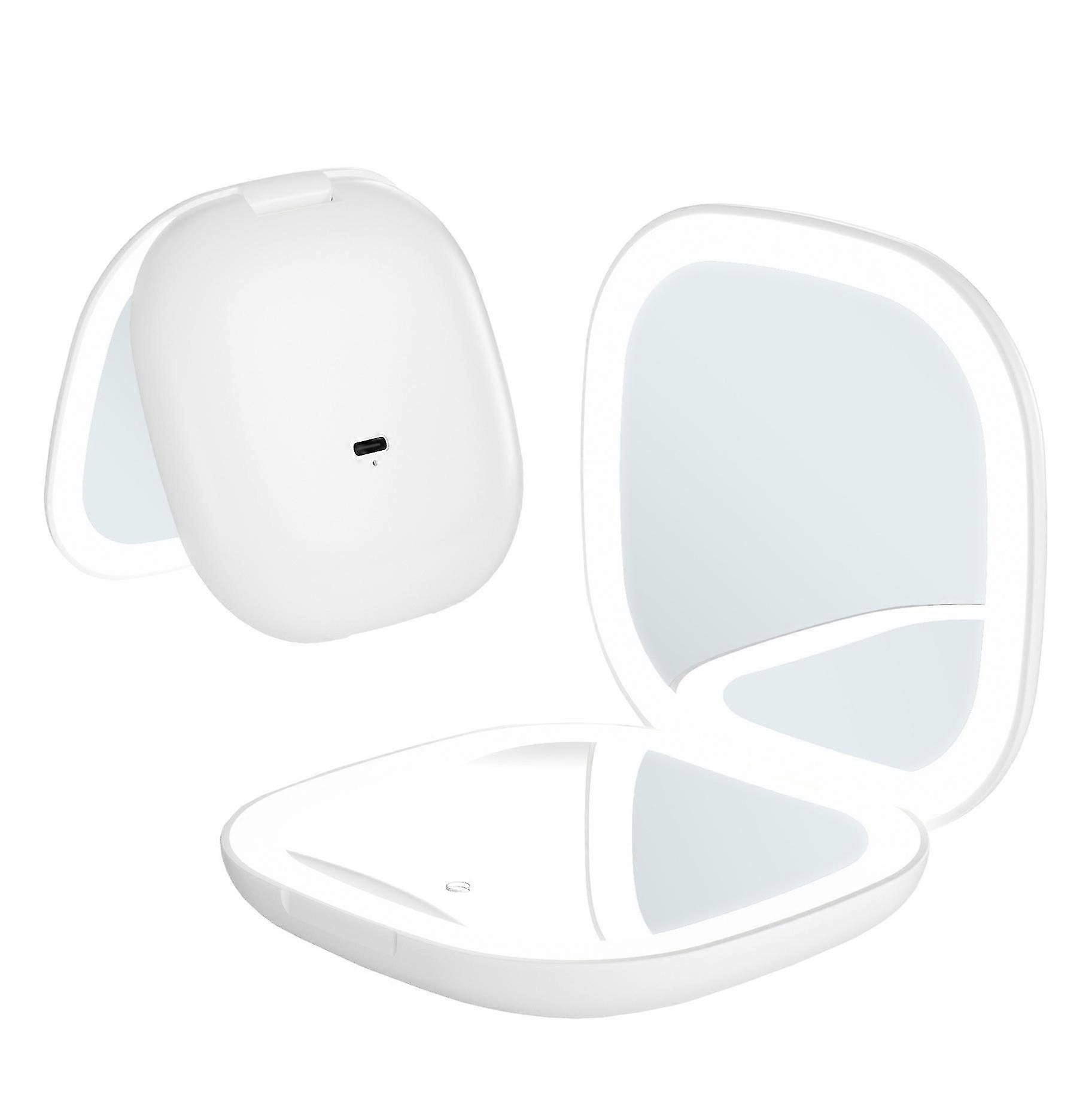 Mini Folding Portable Led Lighted Travel Makeup Mirror, Handheld 2-sided Mirror