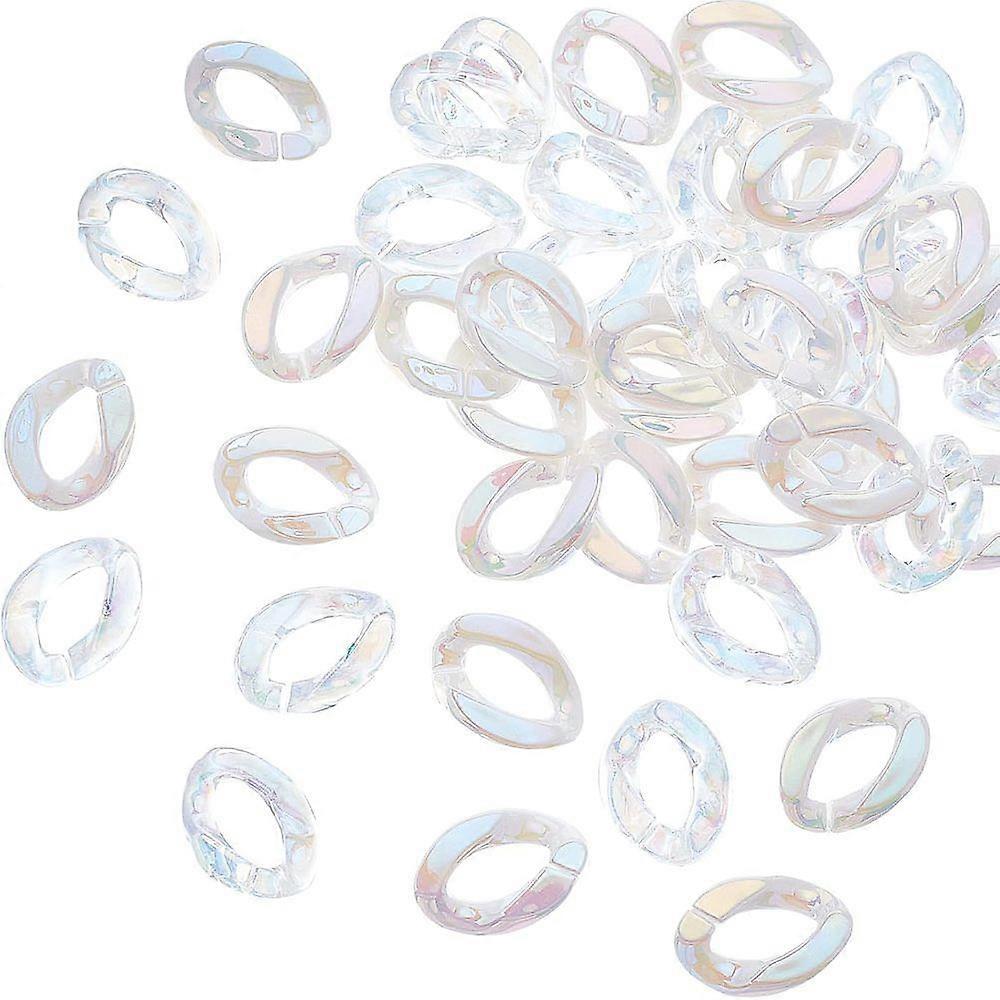 100Pcs 2 Style Acrylic Linking Rings Quick Link Connectors for Curb Chains Making AB Color Plated Twist White 23x17x4.5mm Inner Diameter: 13.5x7mm 50P