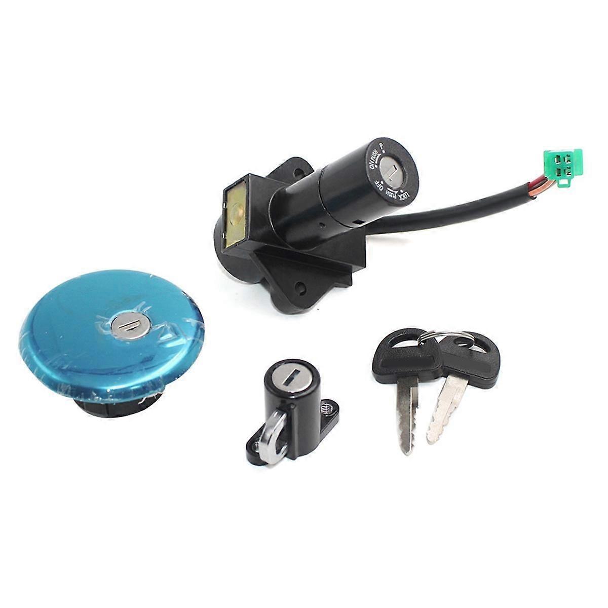 Motorcycle Ignition Switch Lock Seat Lock GAS Fuel Tunk Cap Lock with Key Set for GN250 Motorcycle