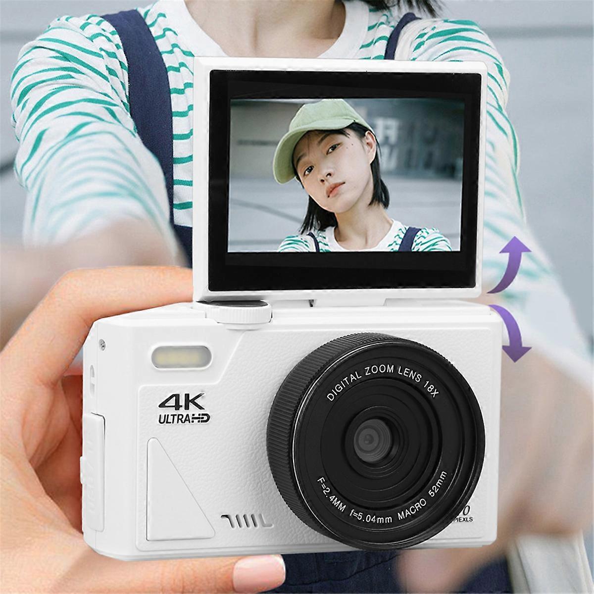 Retro Digital Camera 64MP Stabilization Video Pause Function 3 Inch IPS Screen Digital Camera for Vlogging Black