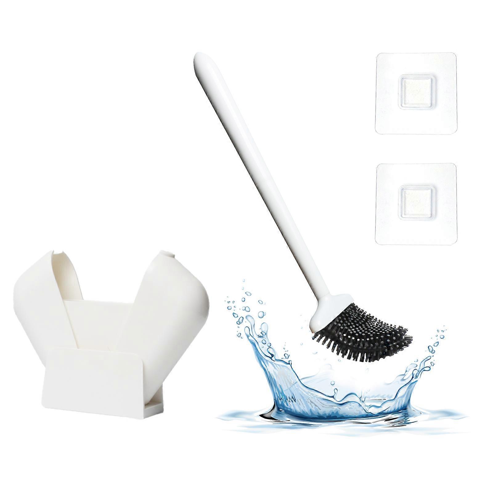 Bathroom Toilet Brush and Holder Set (White)