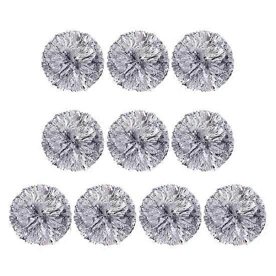 10Pcs Cheerleader Pom Poms Metallic Cheerleader Pompoms with Finger Ring Cheering Props for Squad Team Sports Game Dance Dress Party