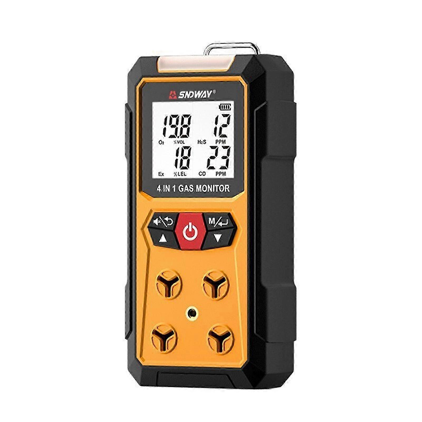 4-IN-1 Gaslecksuchgerät für H2S, CO, O2, EX - Wiederaufladbarer LCD-Sicherheitsmonitor für Zuhause und Arbeitsplatz