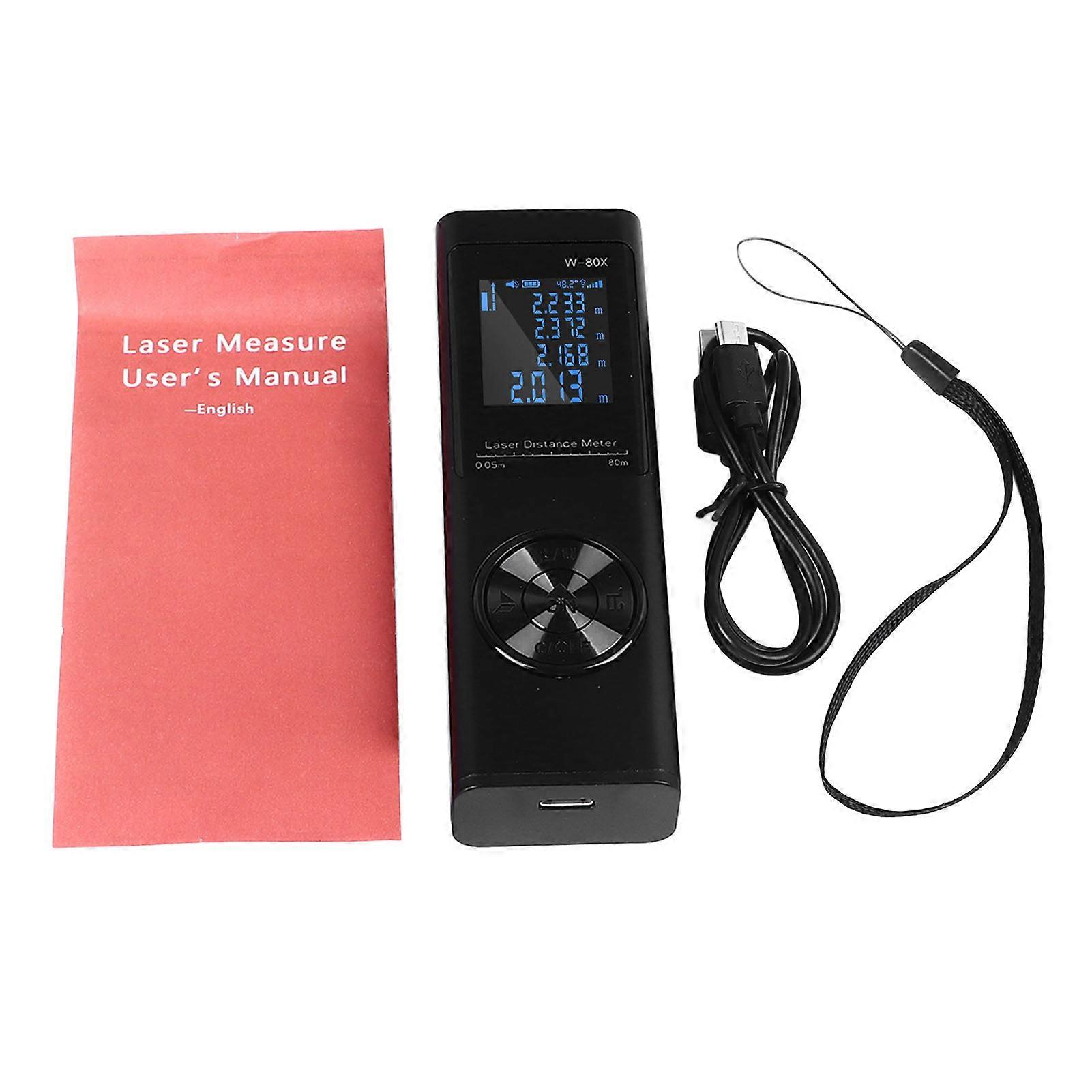 Laser Distance Meter Outdoor Handheld Measure Rechargeable Measurement Tool High Accuracy 262ft Range