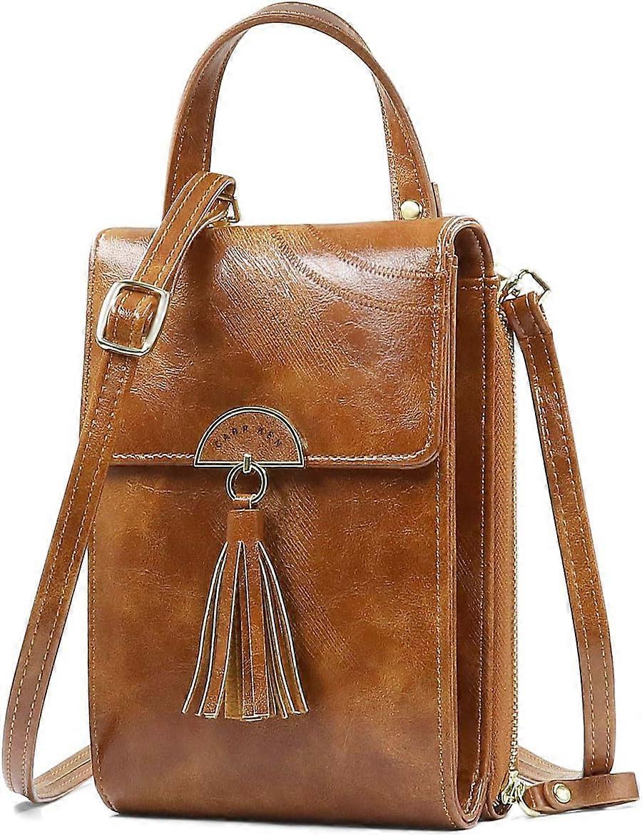 Women's Wallet Cell Phone Shoulder Bag with Adjustable and Detachable Shoulder Strap (Brown)