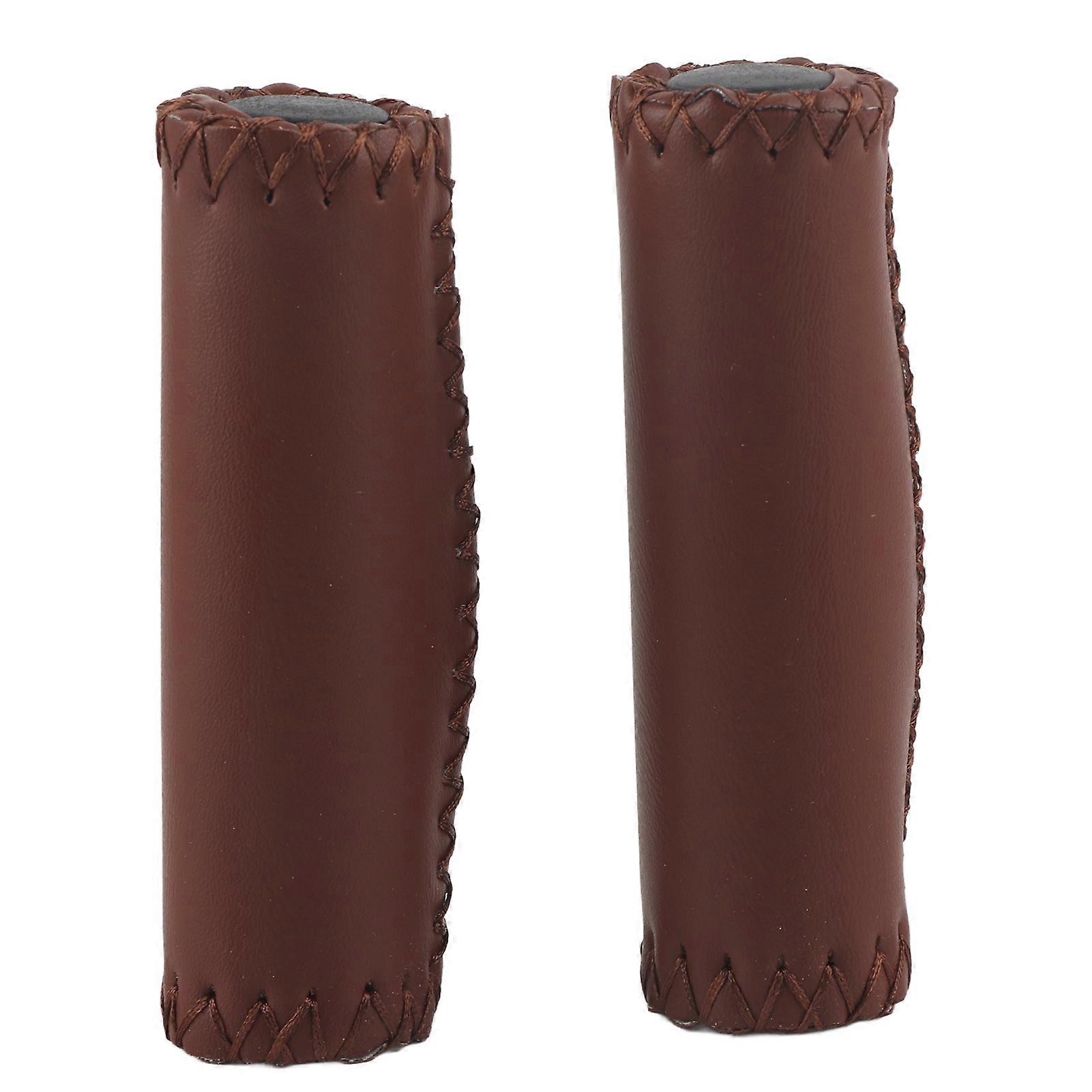 1 Pair Three Colors Retro Artificial Leather Bicycle Handlebar Grips Bike Handle Cover Grips