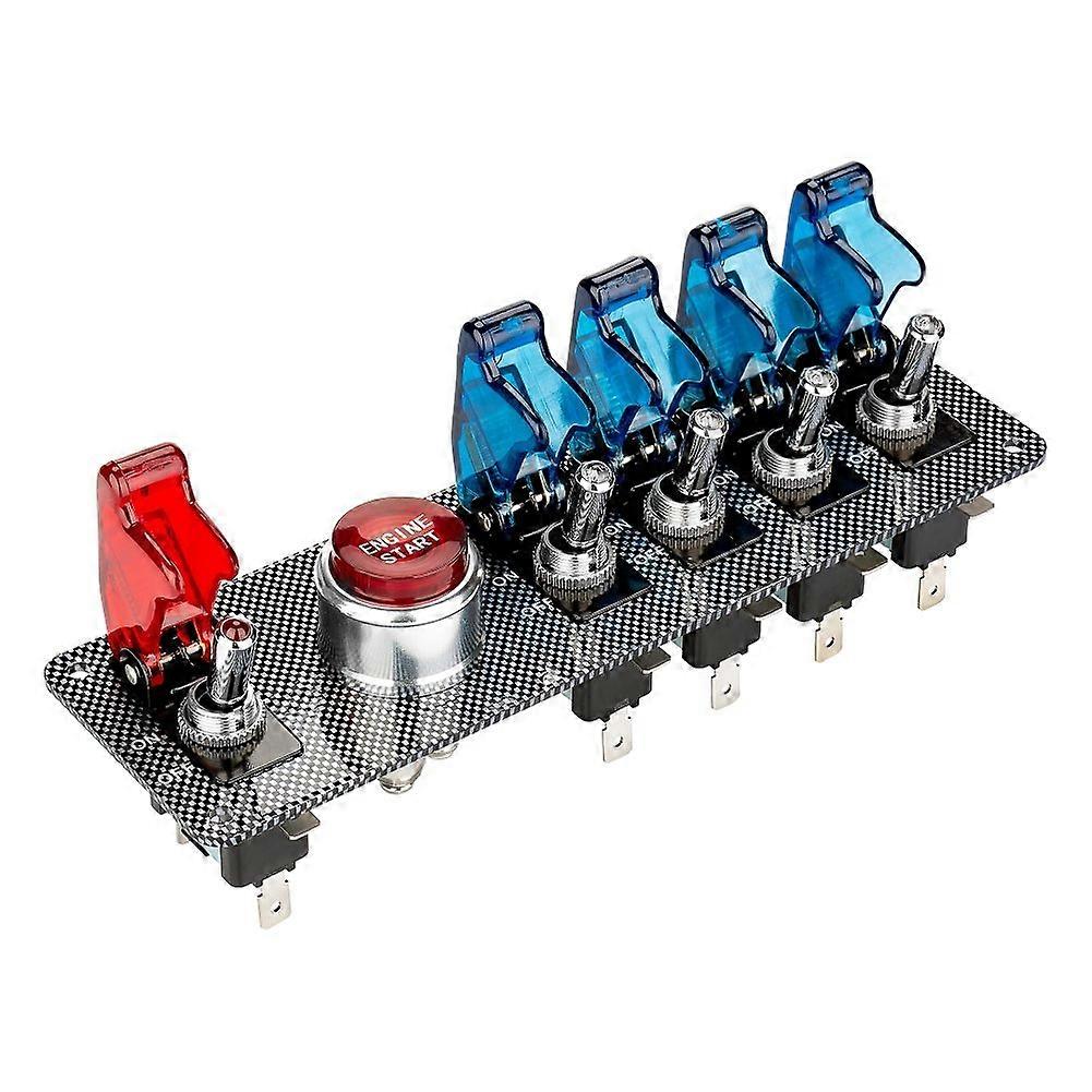 Flip-Up Ignition Switch Panel for Racing Cars, Aluminum, Universal Fit, With LED Indicators and Customizable Labels