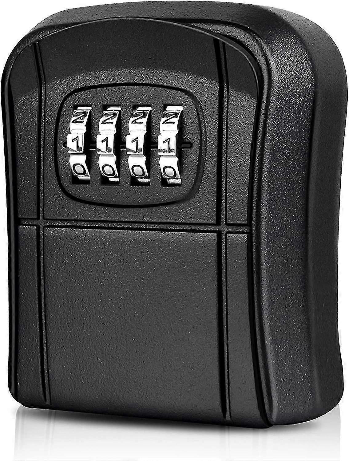 Key Box Wall Mounted Mini Key Safe Outdoor Key Box with Resettable 4-Digit Numeric Code Waterproof(Black)