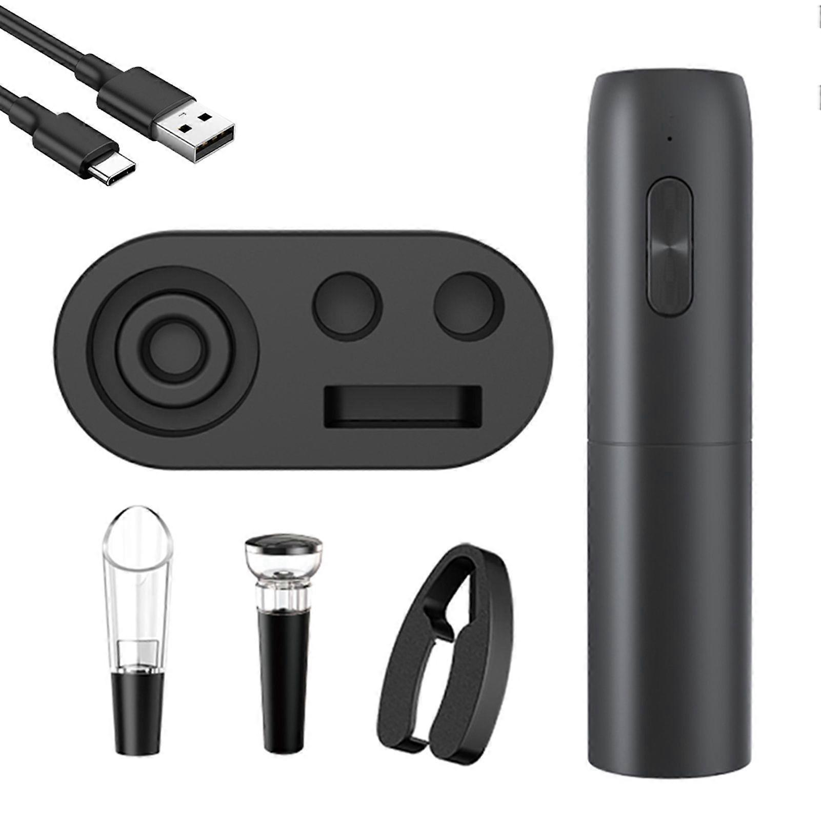 Electric Wine Opener Set Type-C Rechargeable Automatic Electric Wine Bottle Opener with Pourer / Foil Cutter / Vacuum Preservation Stopper / Charging