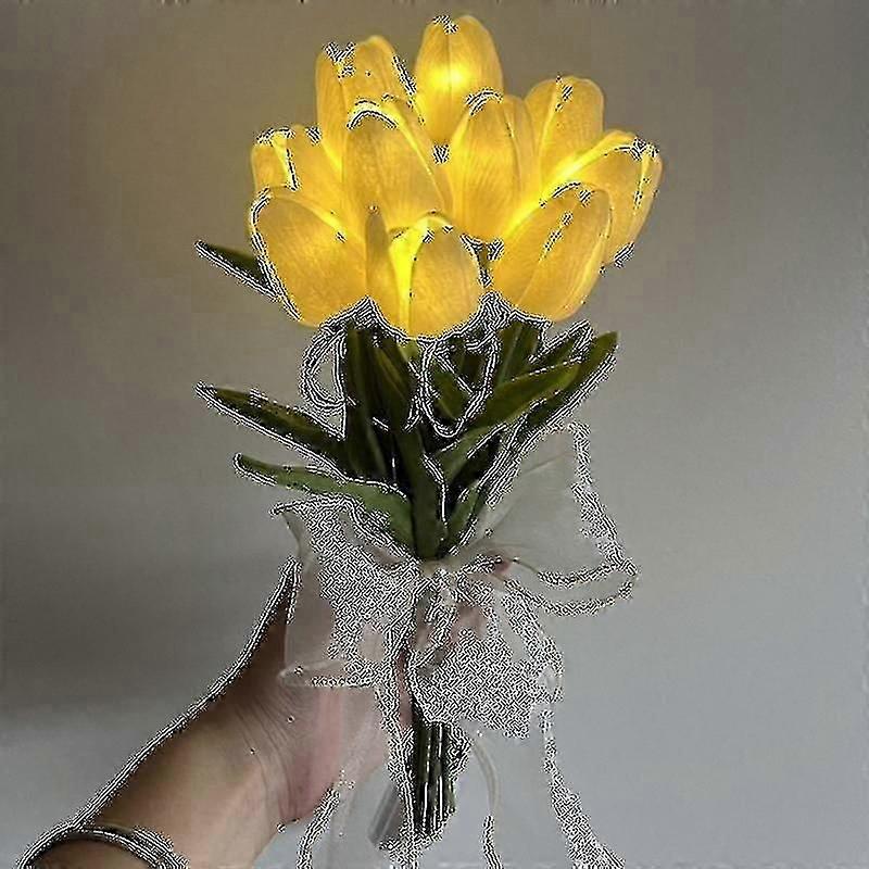 10Pcs Tulips Artificial Flowers With Led Light