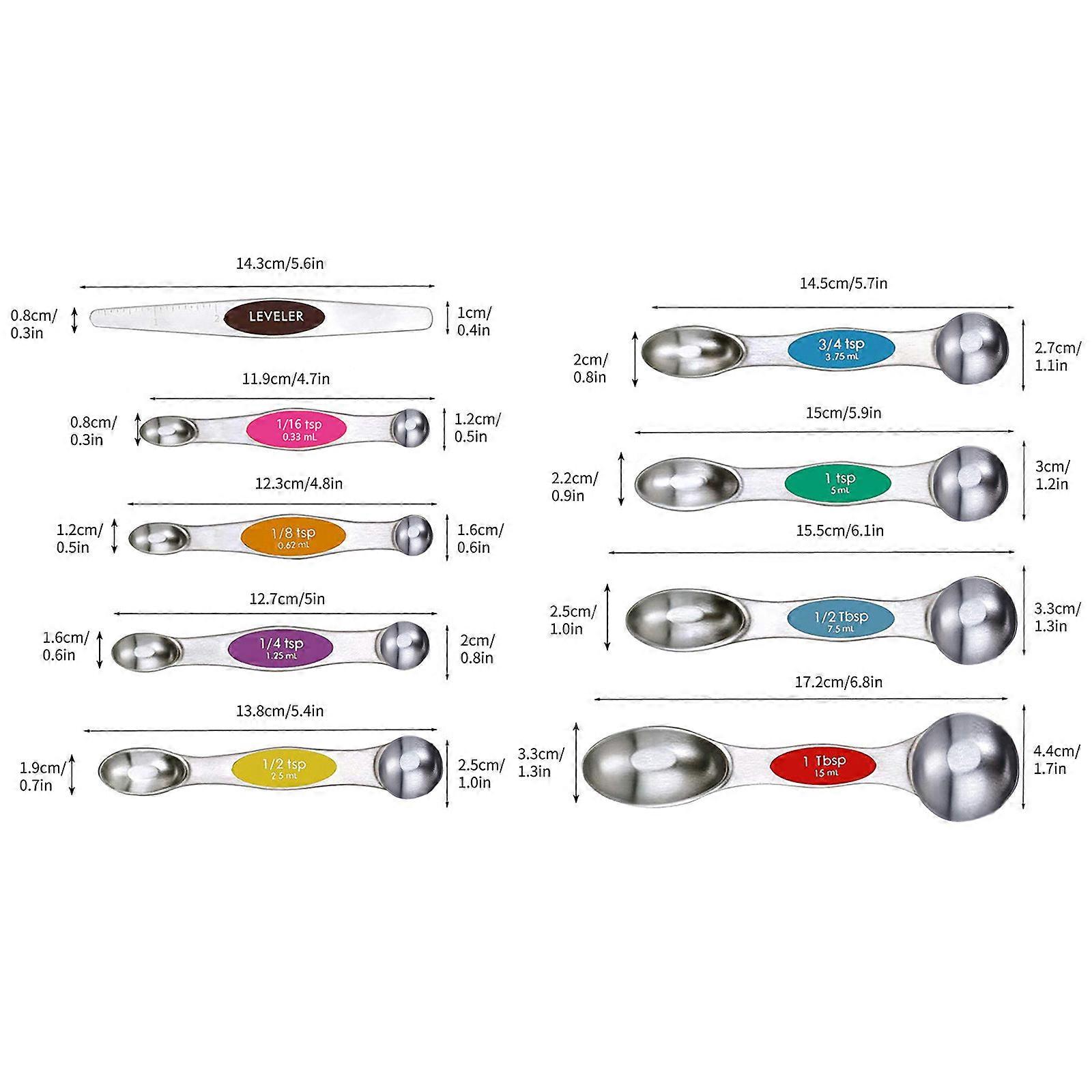 Magnetic Measuring Spoons Set Double-headed Kitchen Spoon Stackable Teaspoon For Measuring Dry&Liquid Ingredients Measuring