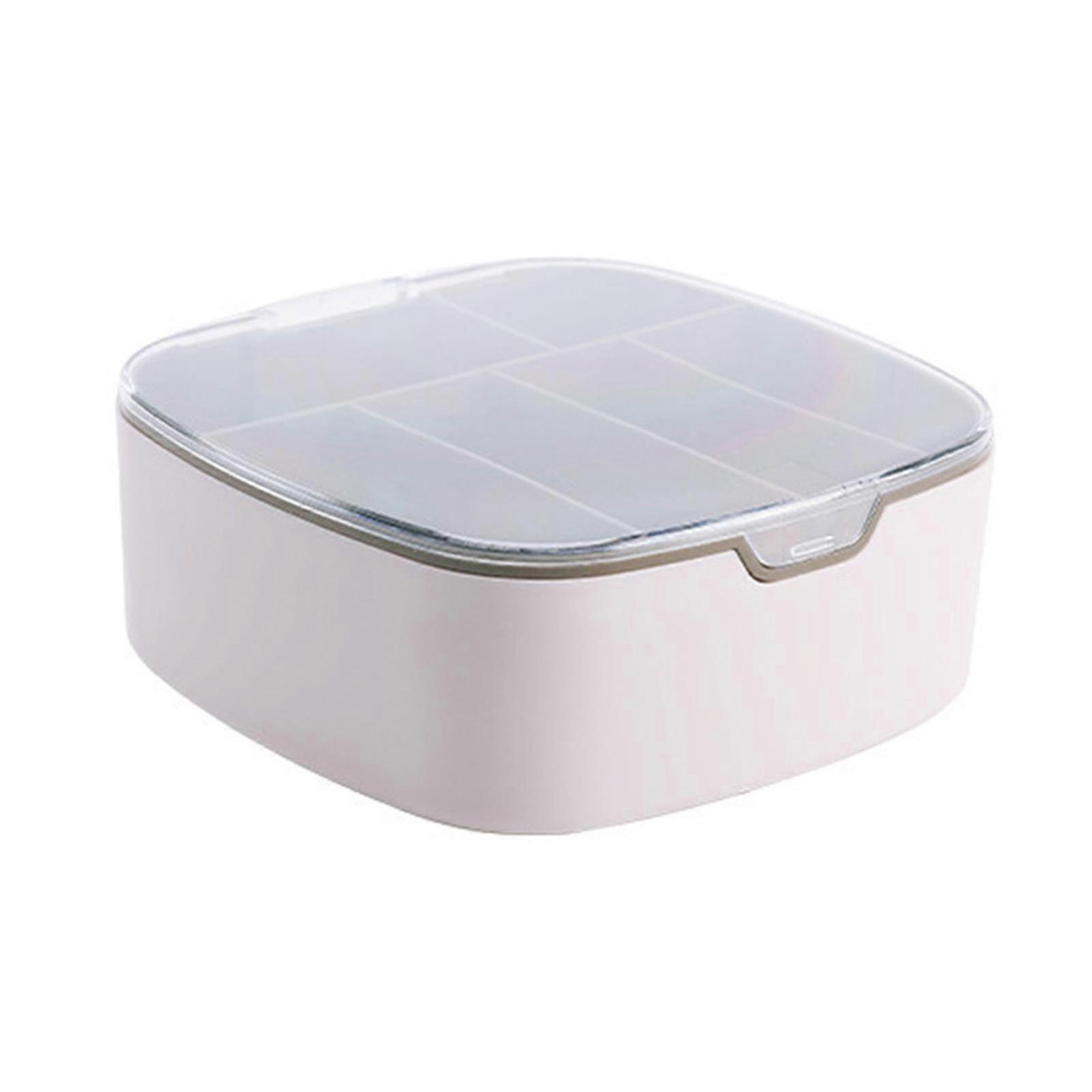 Multi Compartment Data Cable Storage Case Dustproof with Clear Lid for Desktop