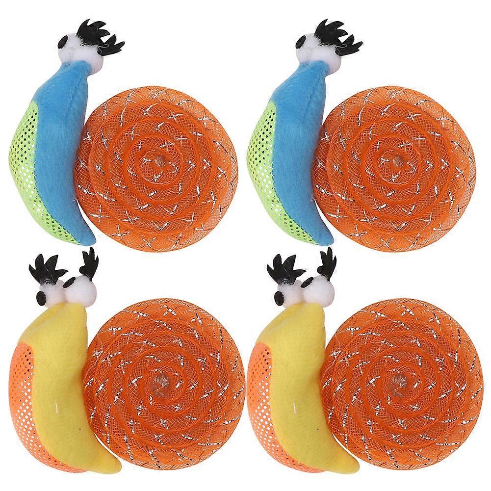 4Pcs Plastic and Plush Cute Snail Shape Pet Grinding Claw Scratch Toys for Cat Kitten