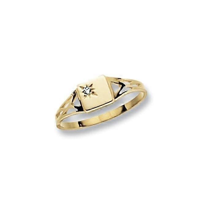 9ct Yellow Gold Maidens Signet Square Zirconia Ring RN497