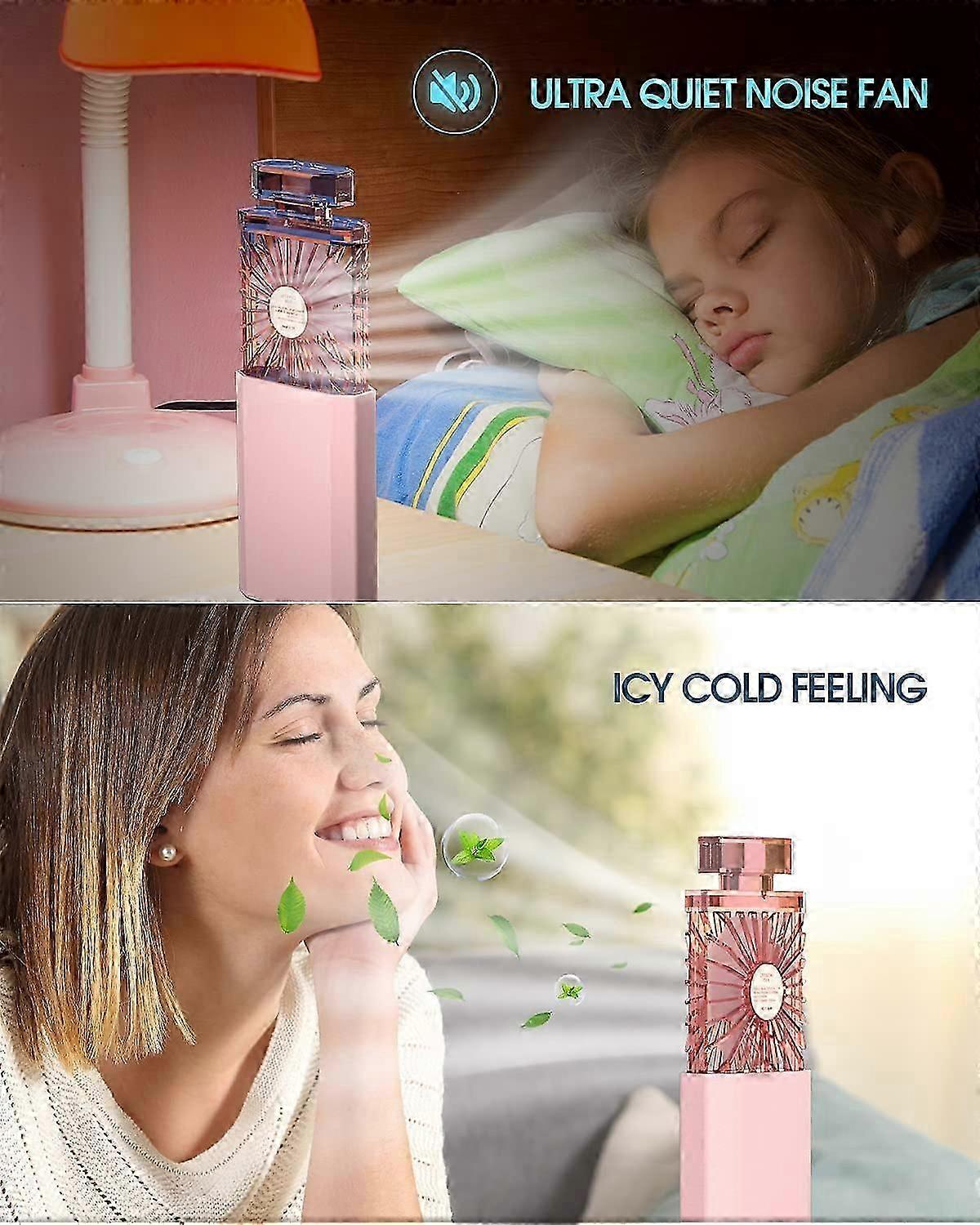 Lady Handheld Fan, Rechargeable Small Personal Fan with 3 Speeds Setting, Powerful Quiet Pull-out Portable Fan, Mini Cooling Electric Fan for Girls Wo