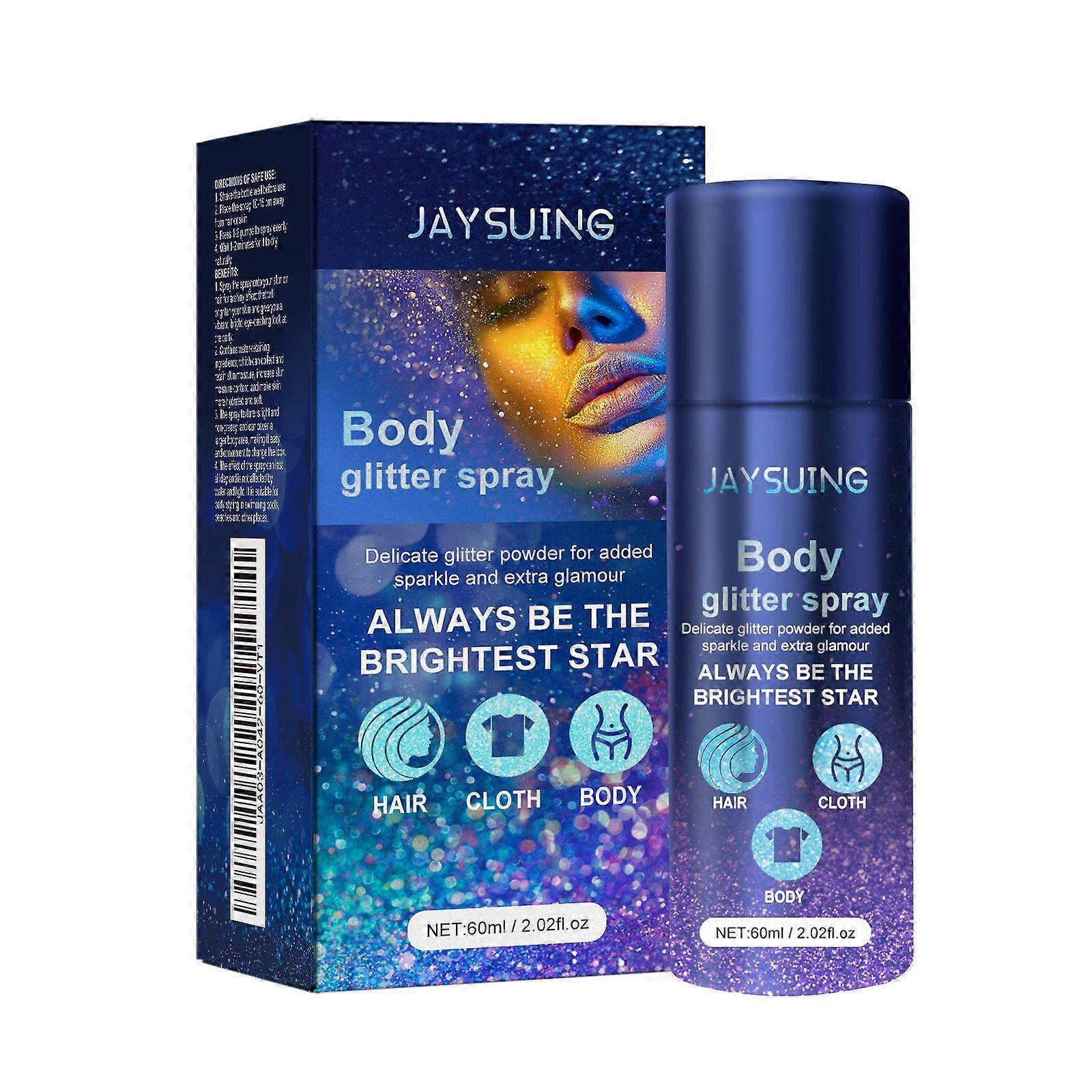 Jaysuing Flash Spray Visage Corps Clavicule Cheveux Highlight Spray Soirée Fête Atmosphère Éclaircir Paillettes Poudre
