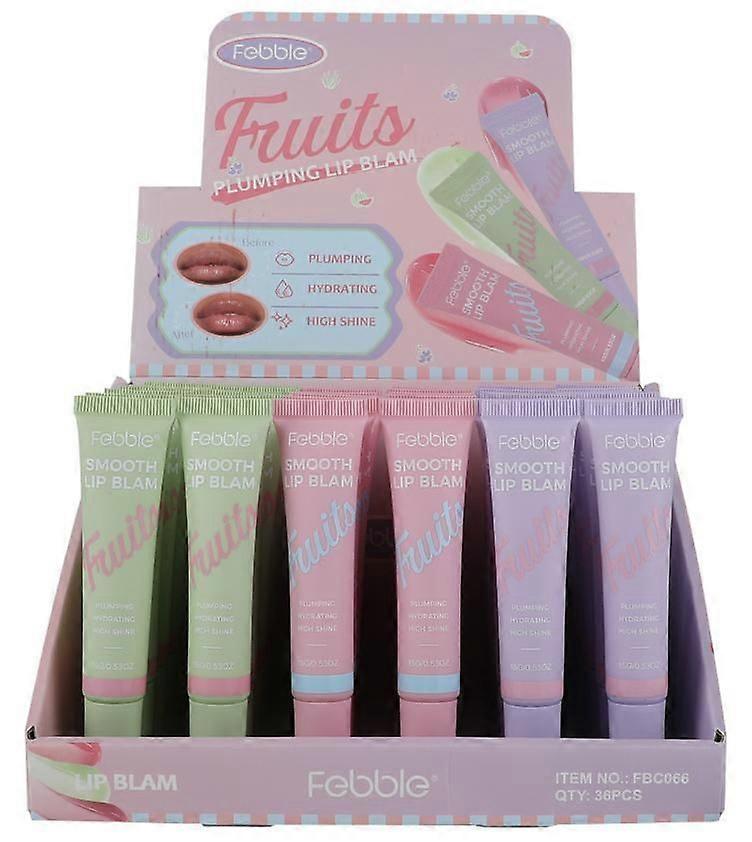 S(Display box) Febble lip gloss water light moisturizing and moisturizing hydrating and desalinating lip lines 36 pcs in a box.