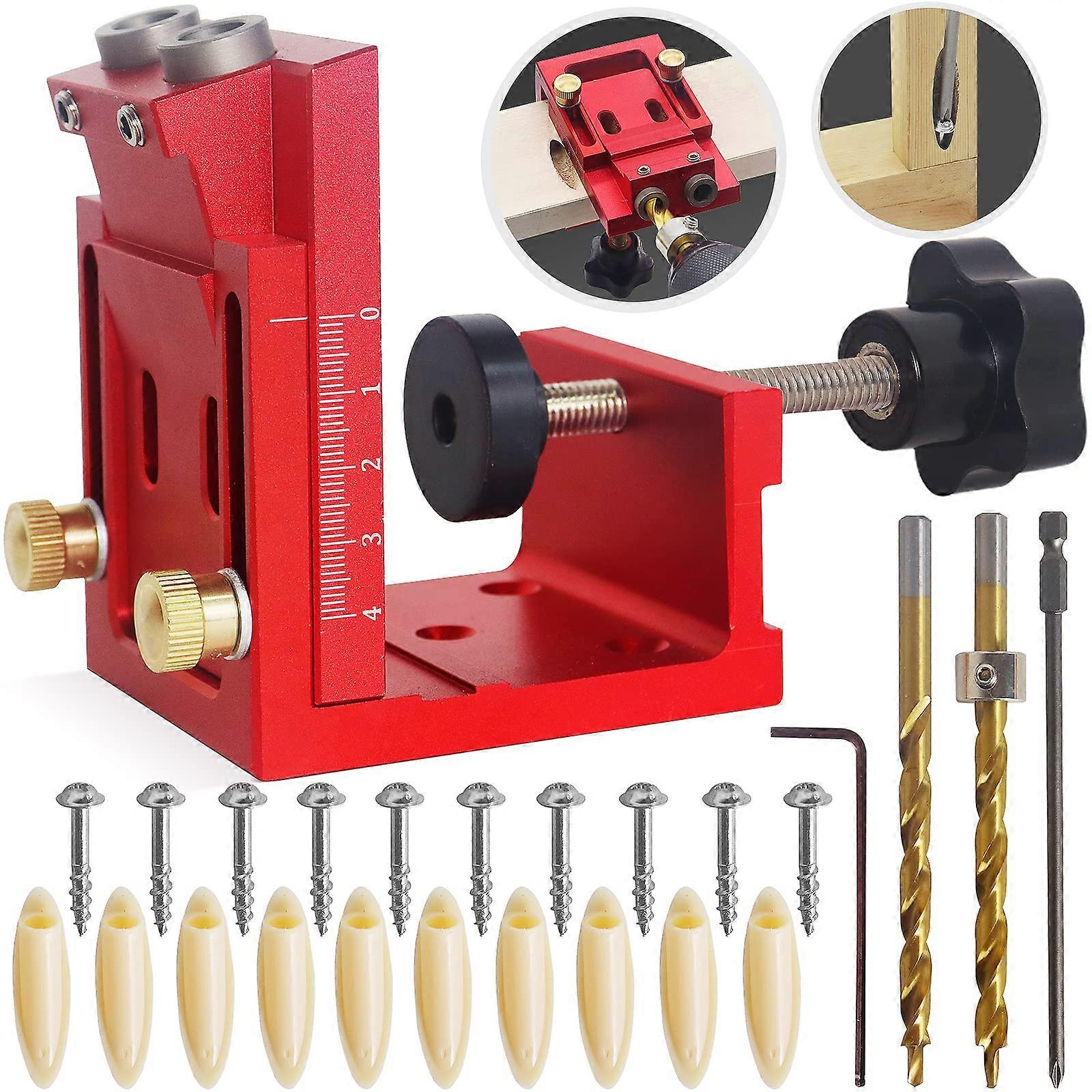 Pocket Hole Jig Kit Adjustable Woodworking Tools for Woodwork Guides