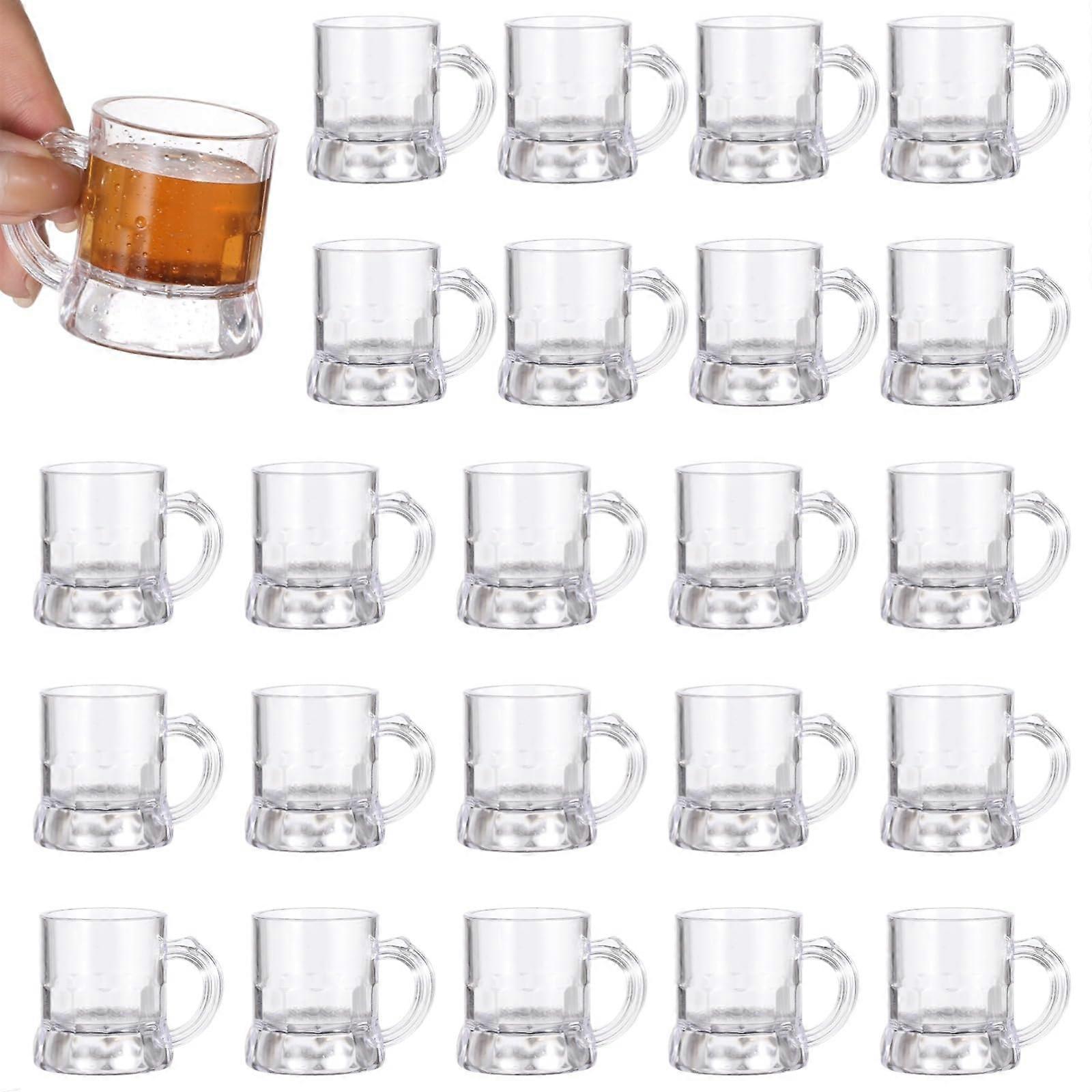24 Pcs Mini Plastic Mugs Small Shot Glasses with Handles Reusable Clear Drinking Party 2oz